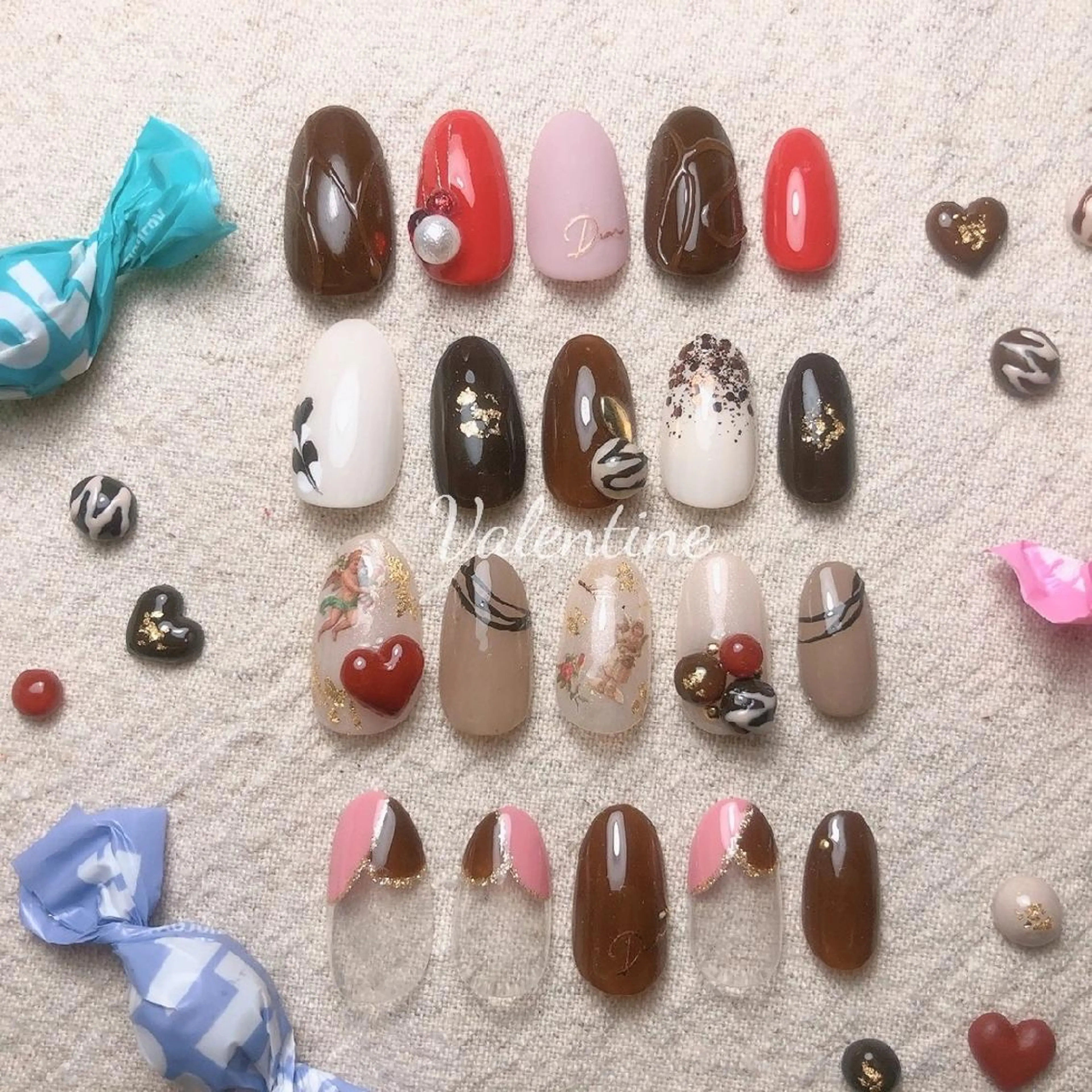 ネイル ジェルネイル ハート キラキラネイル パラジェル バレンタイン GREEM グリームのネイルデザイン