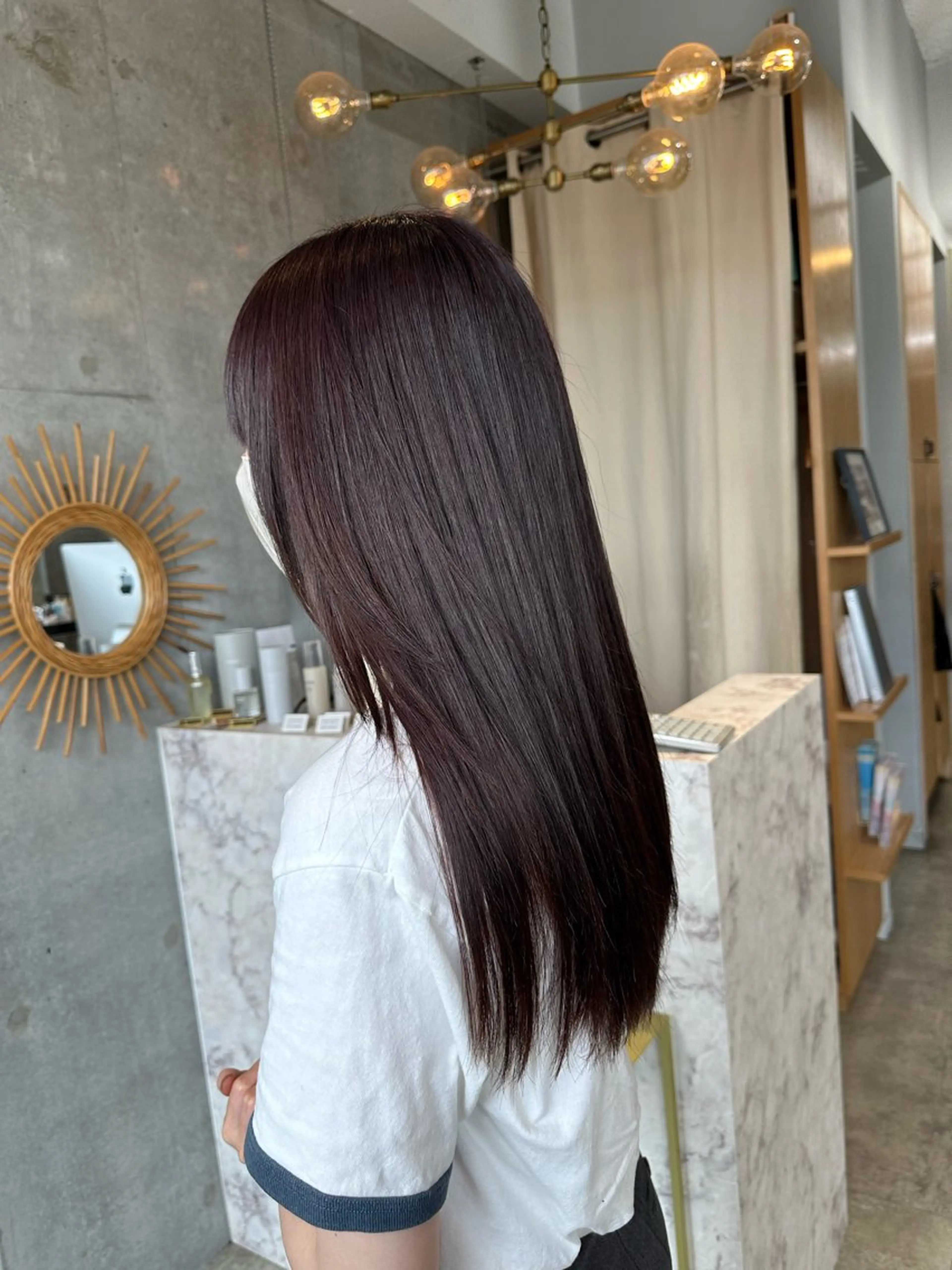 ロング カラー パープルカラー さとう あやかのヘアスタイル