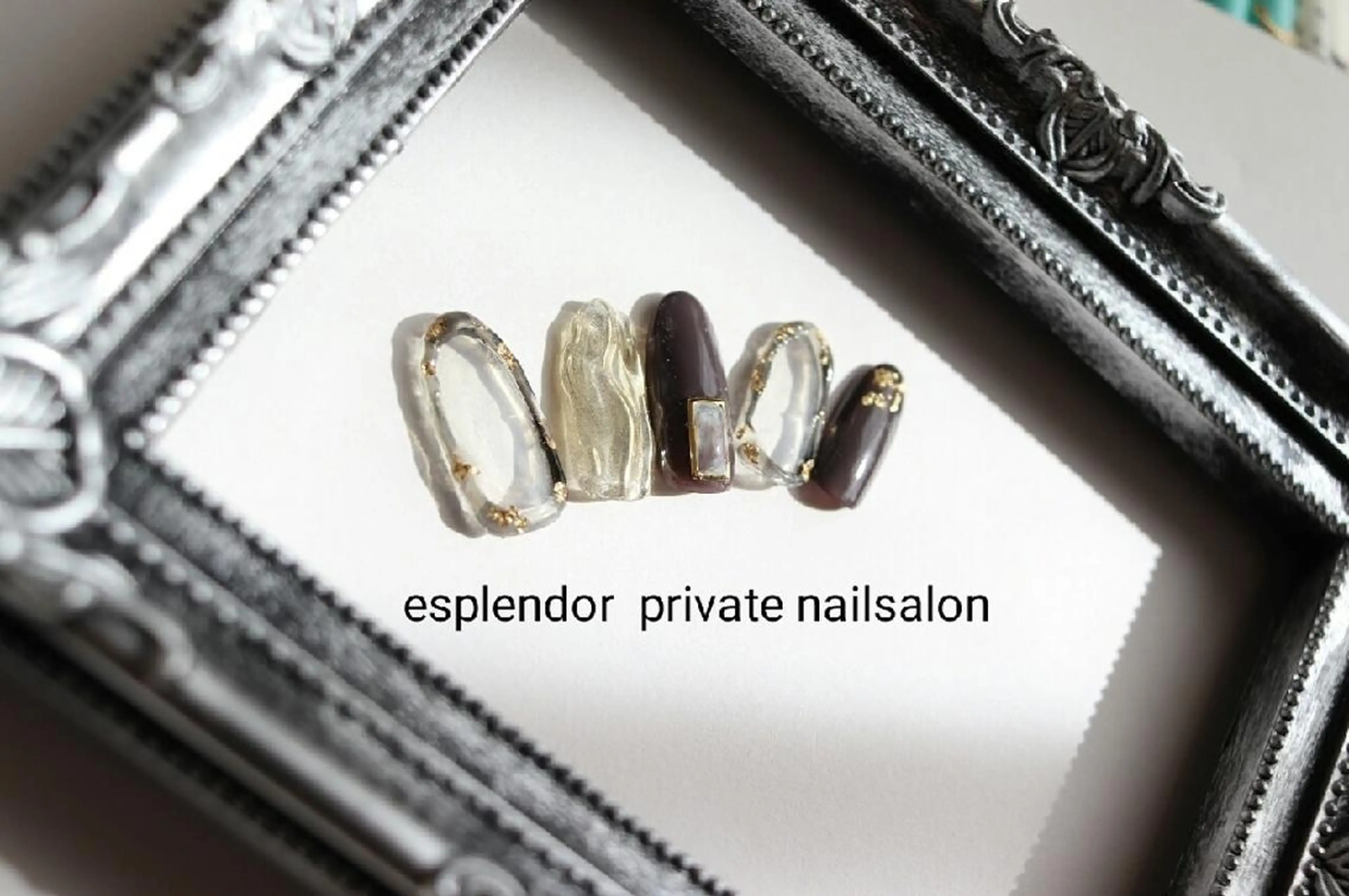 ネイル ブラウン ミラーネイル ニュアンスネイル esplendor  小野寺のネイルデザイン
