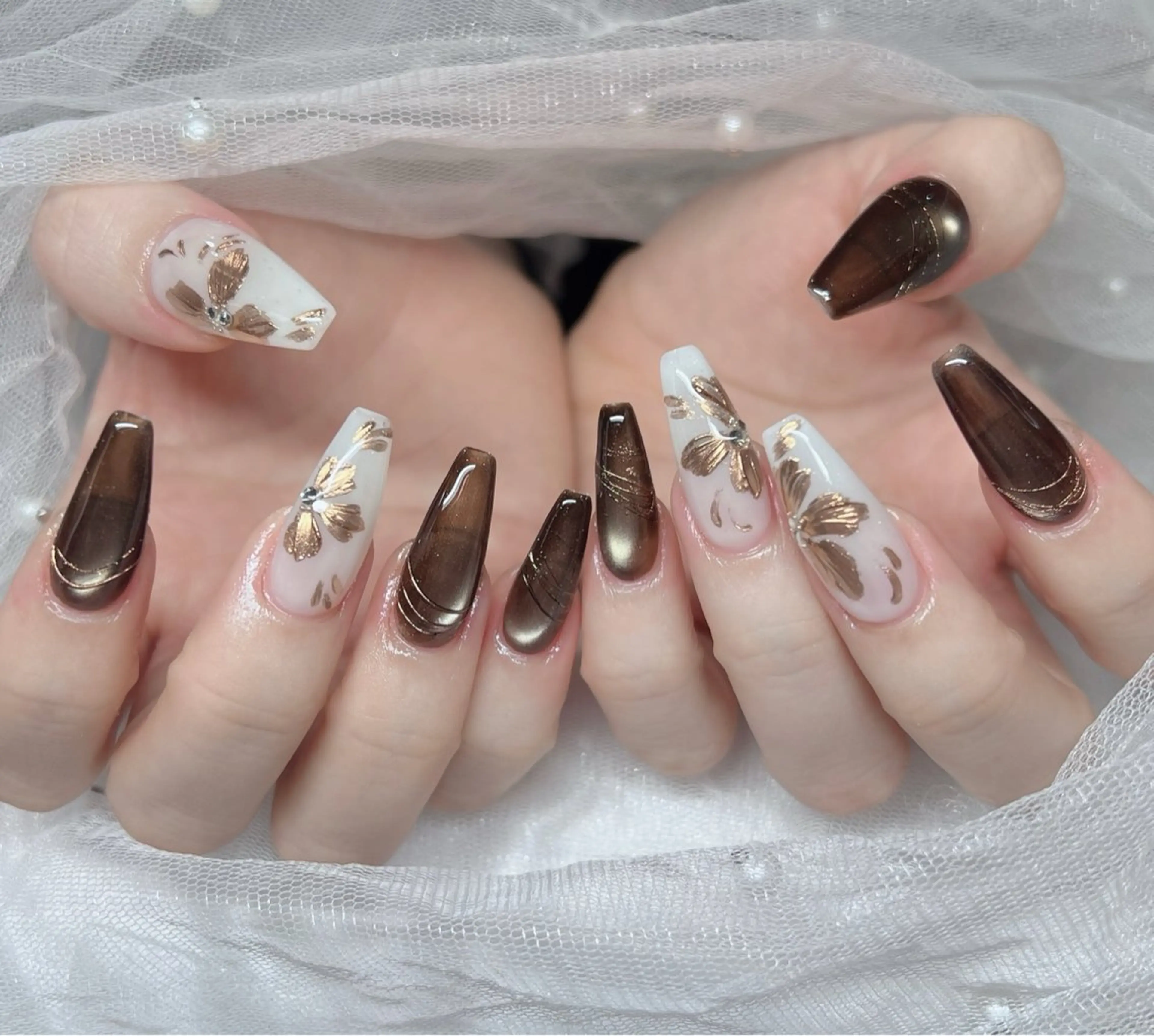 ネイル ハンドネイル 🎀PG🩵 ネイルサロンのネイルデザイン