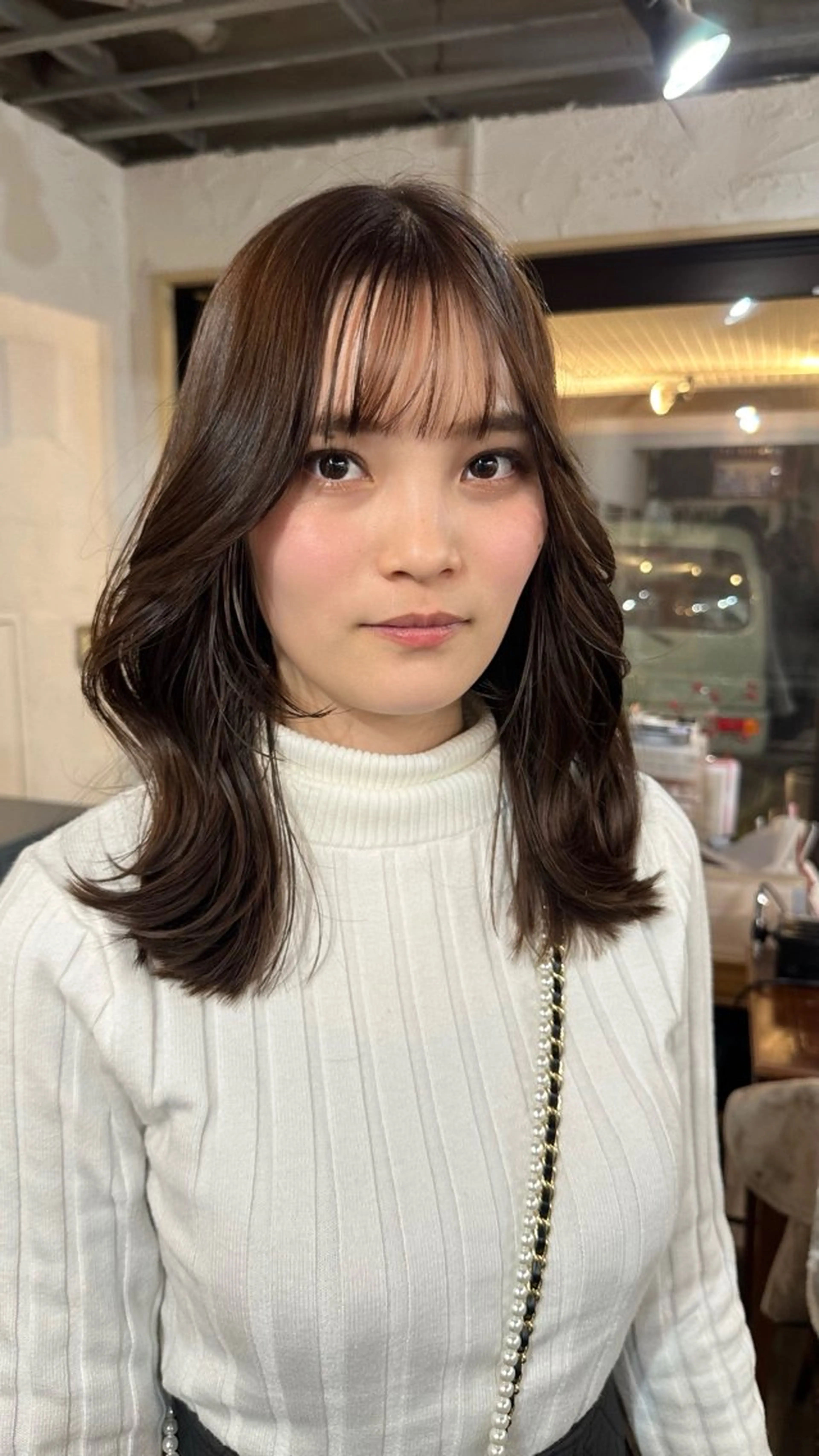 セミロング カラー グレージュ ボブ くびれヘア 顔まわりレイヤー 顔周りカット カット ヘアカラー トリートメント 韓国ヘア レイヤー くびれヘアMATSUのヘアスタイル
