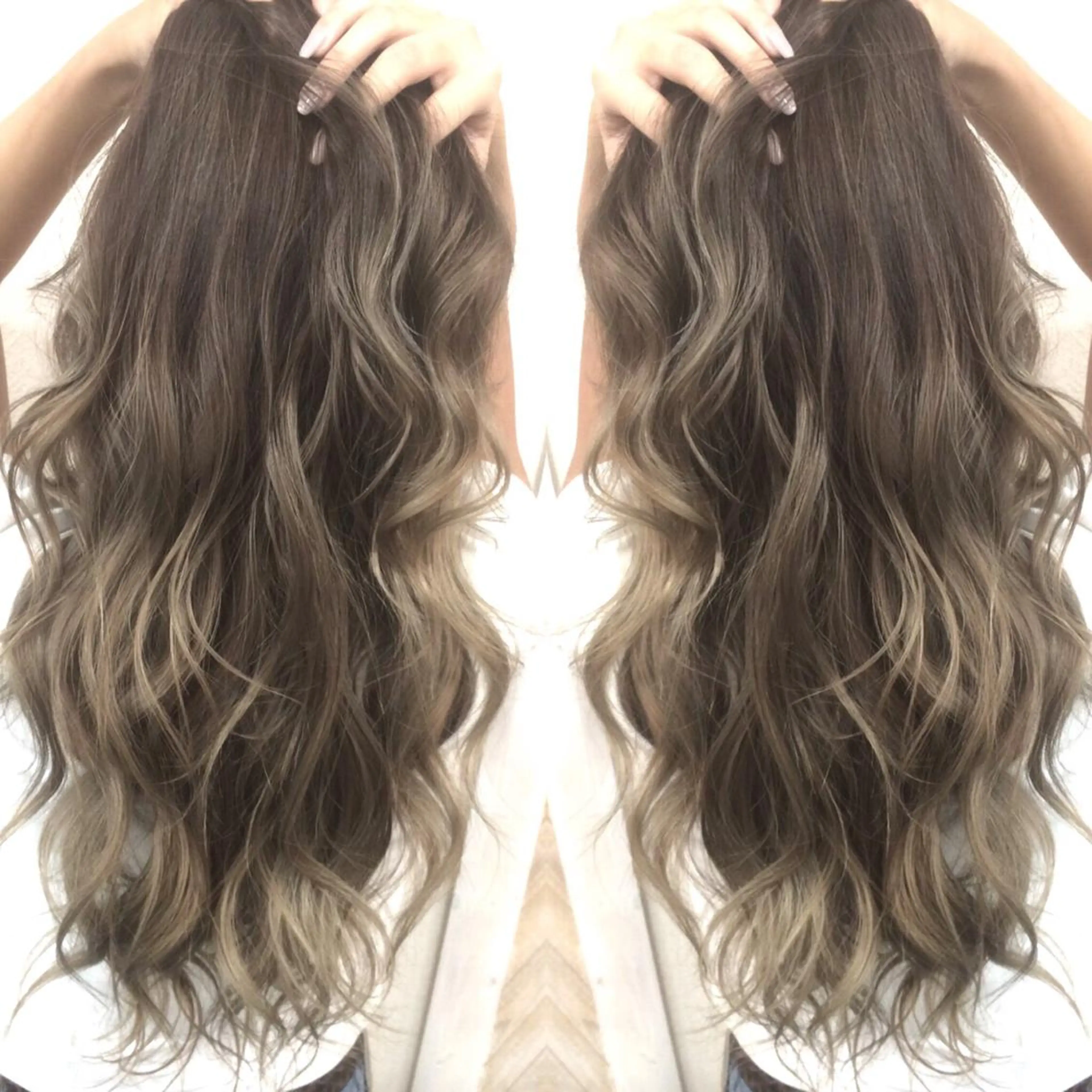 ロング カラー バレイヤージュ ベージュカラー レイヤーカット 井上 一平のヘアスタイル