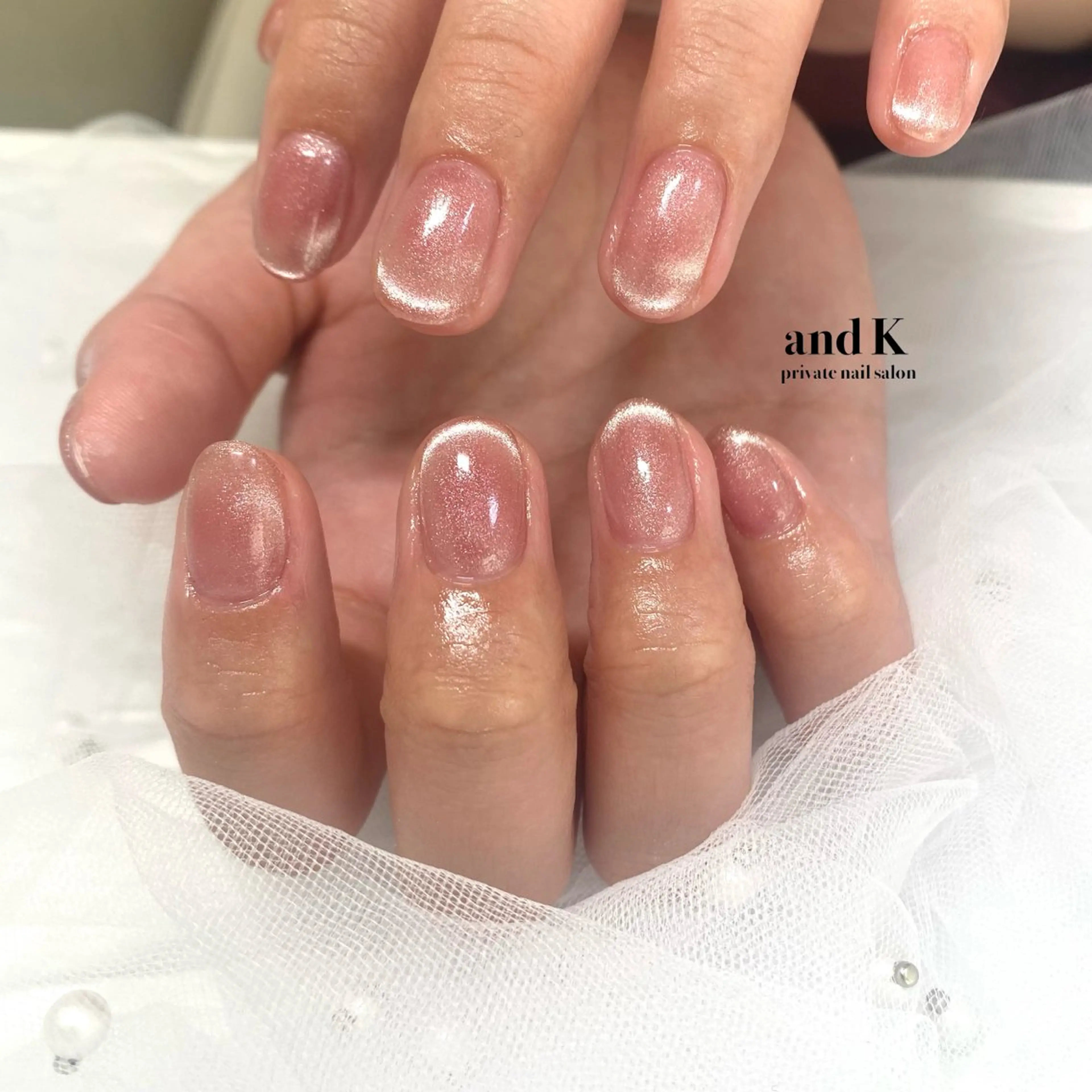ネイル フレンチネイル マグネットネイル マグネットフレンチ ピンク andK nail salonのネイルデザイン