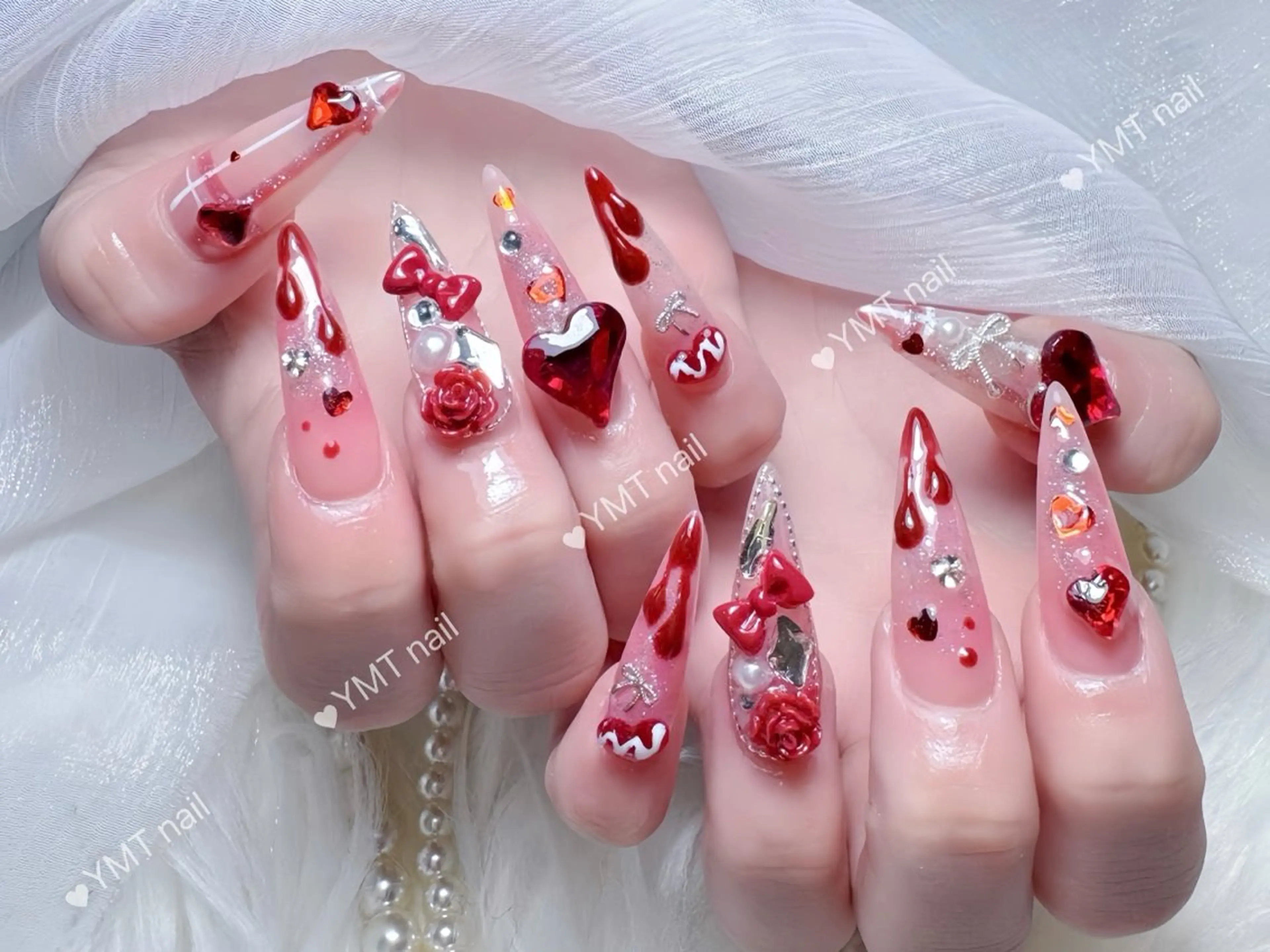 ネイル 長さ出し フットネイル ジェルネイル 韓国ネイル マグネットネイル ハンドネイル YMT NailStudioのネイルデザイン