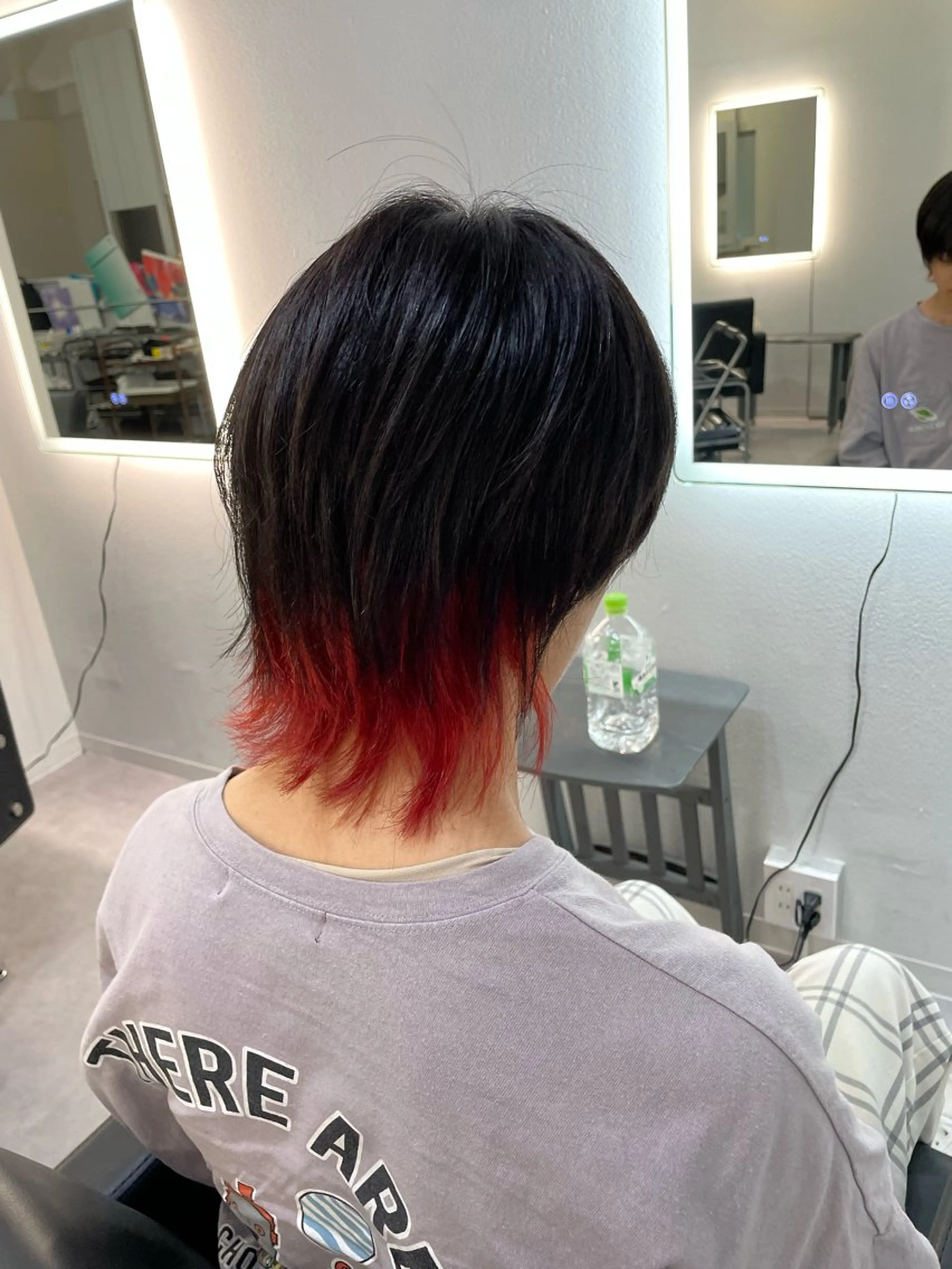 カラー ヘアアレンジ メンズ メンズウルフカット レッドカラー ウルフカット Cielro/ダブル カラー/西田咲希のヘアスタイル