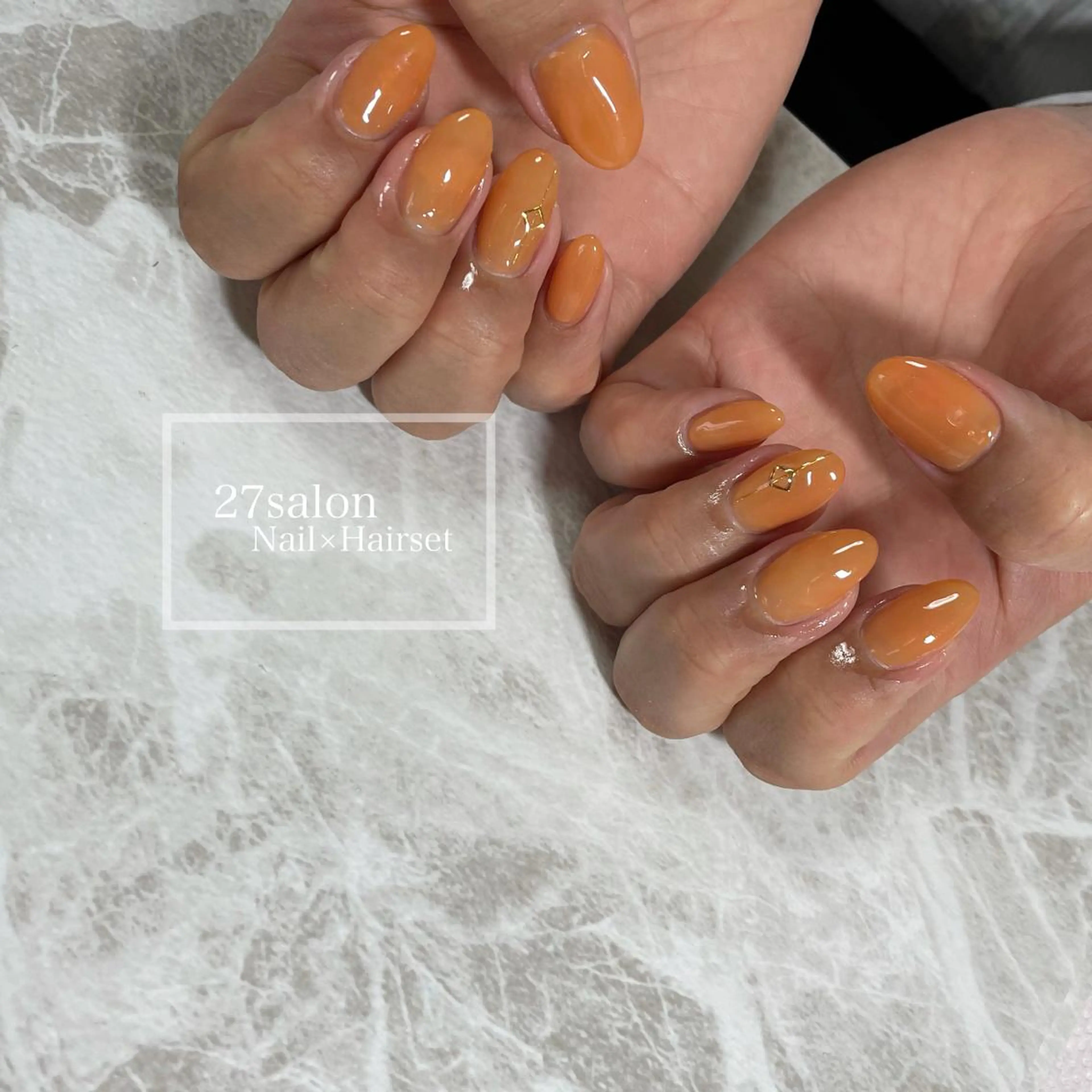 ネイル オフィスネイル オレンジ 27salon yuinaのネイルデザイン