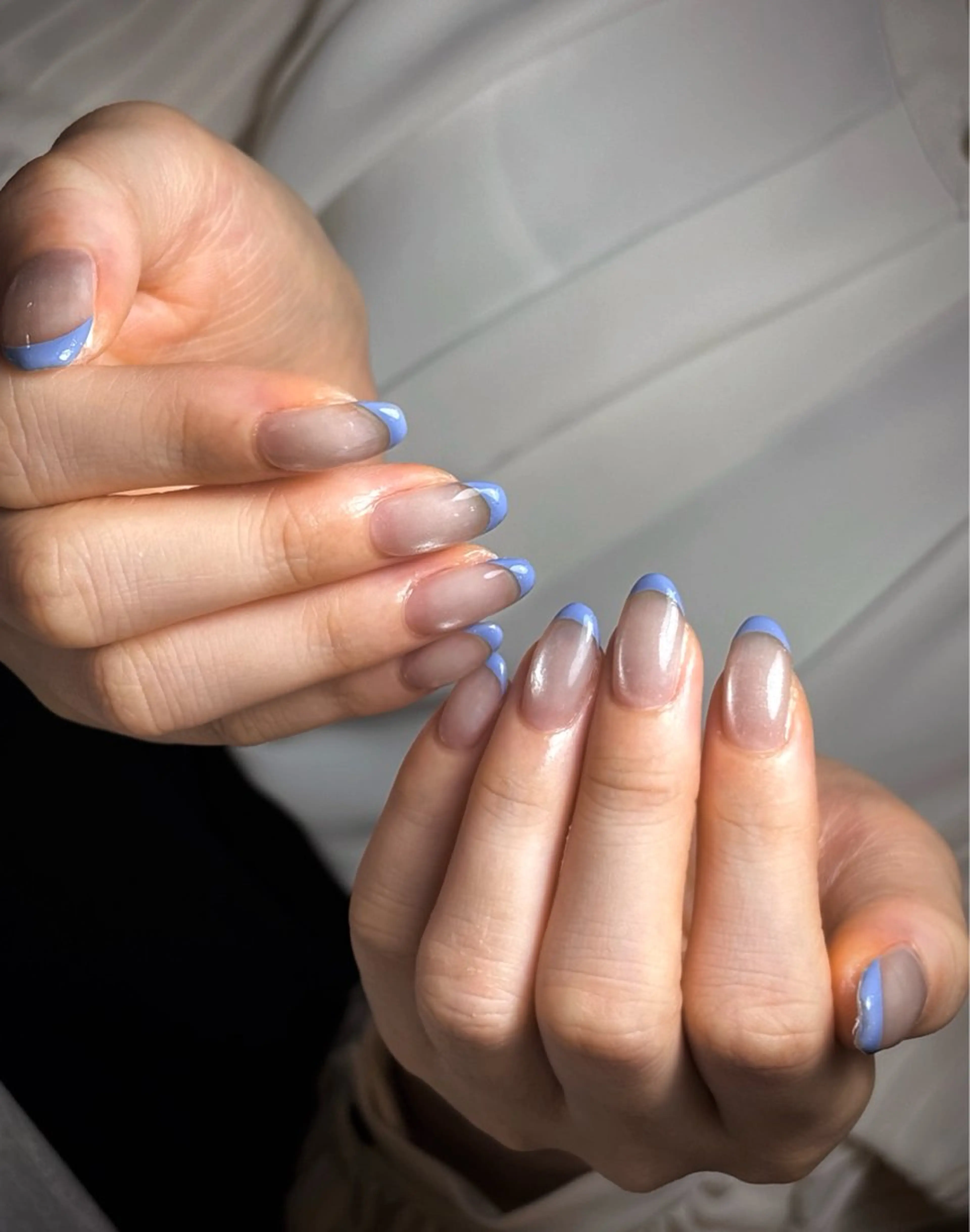 ネイル ブルー フレンチネイル オフィスネイル シンプルネイル 鈴木 誉のネイルデザイン