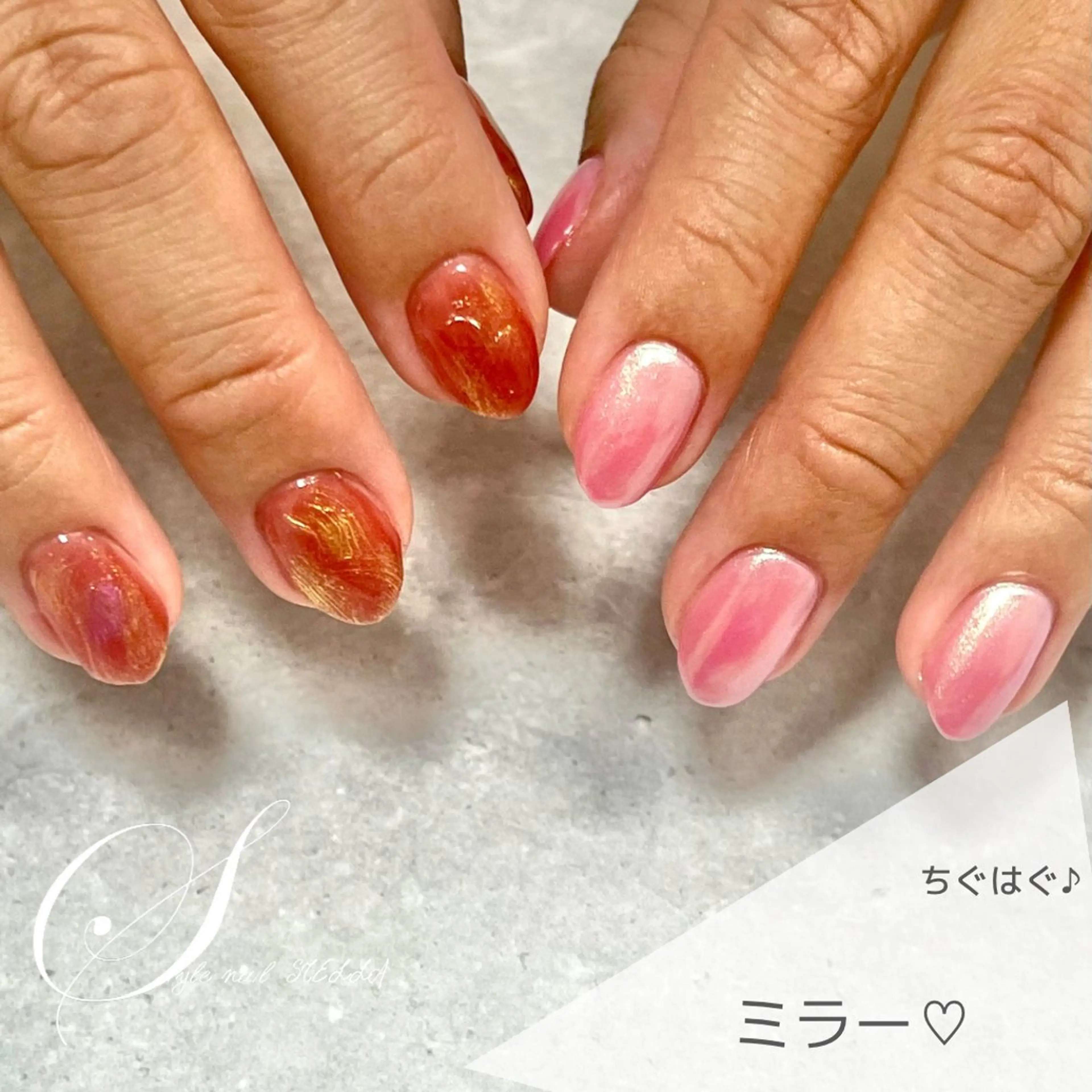 ネイル ミラーネイル ハンドネイル ステラ marikominoのネイルデザイン
