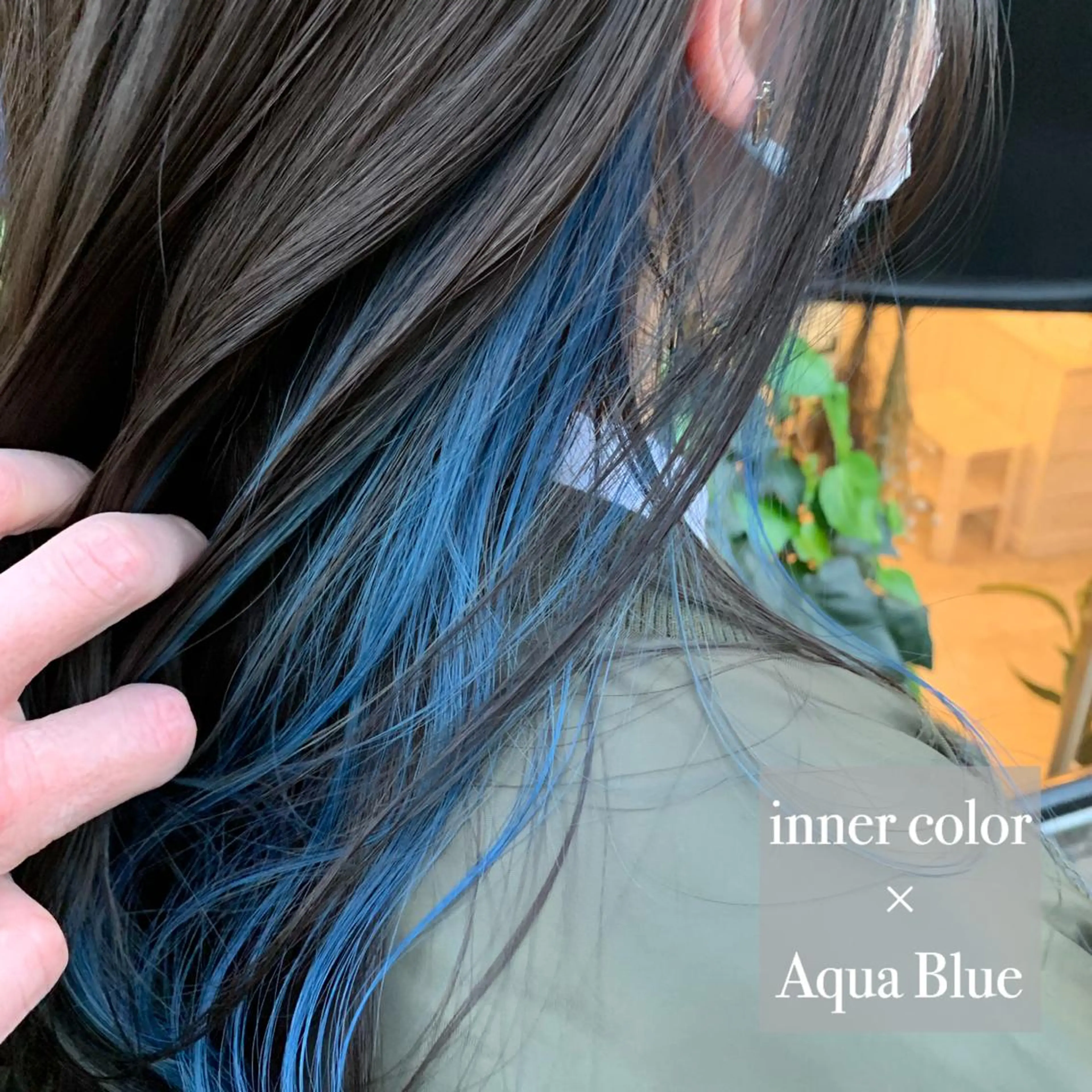 セミロング カラー アクアカラー ブリーチ ブルーカラー インナーカラー カット ヘアカラー 溝口 恭章のヘアスタイル