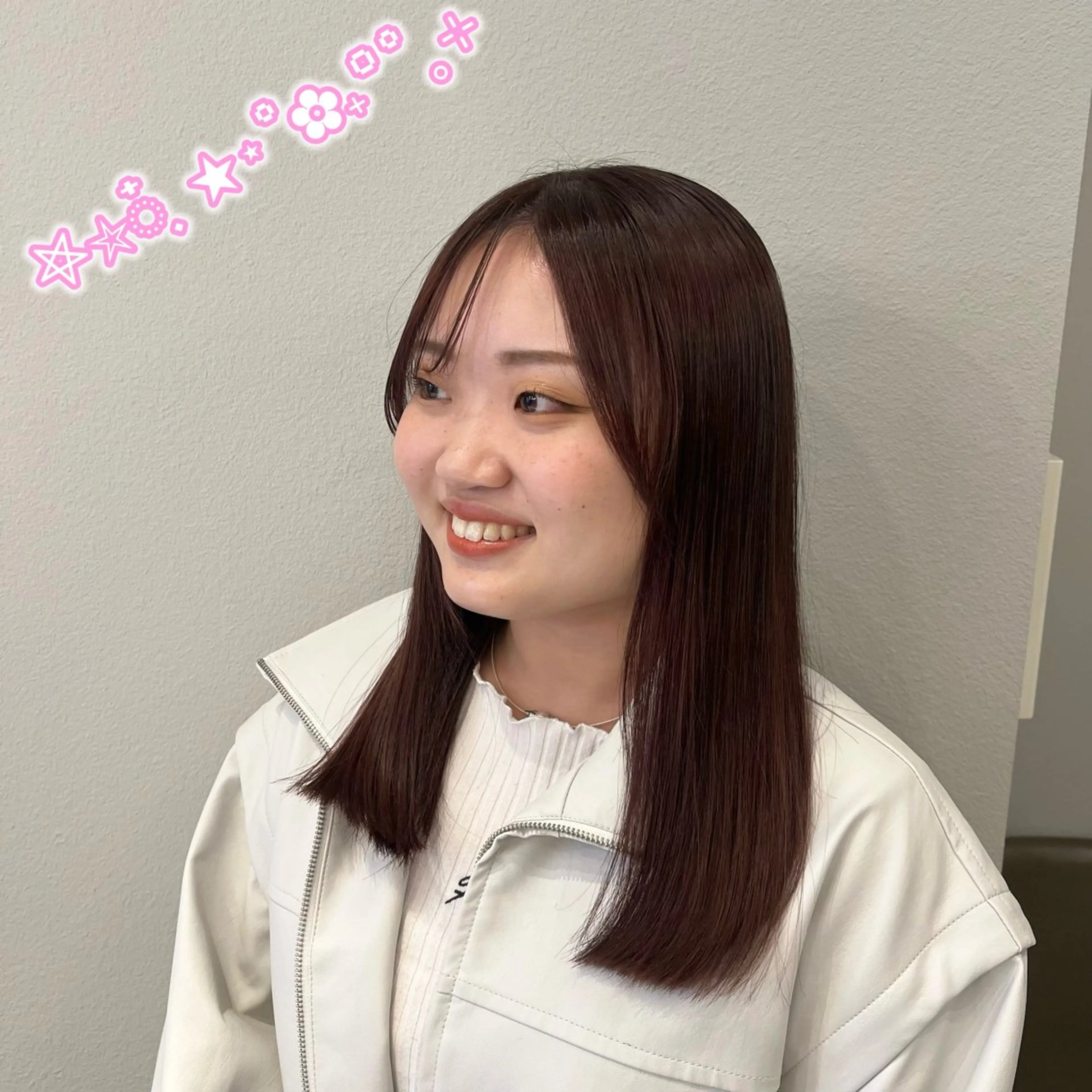 セミロング カラー 顔周り/ガーリー /ヘアメ/あつはのヘアスタイル