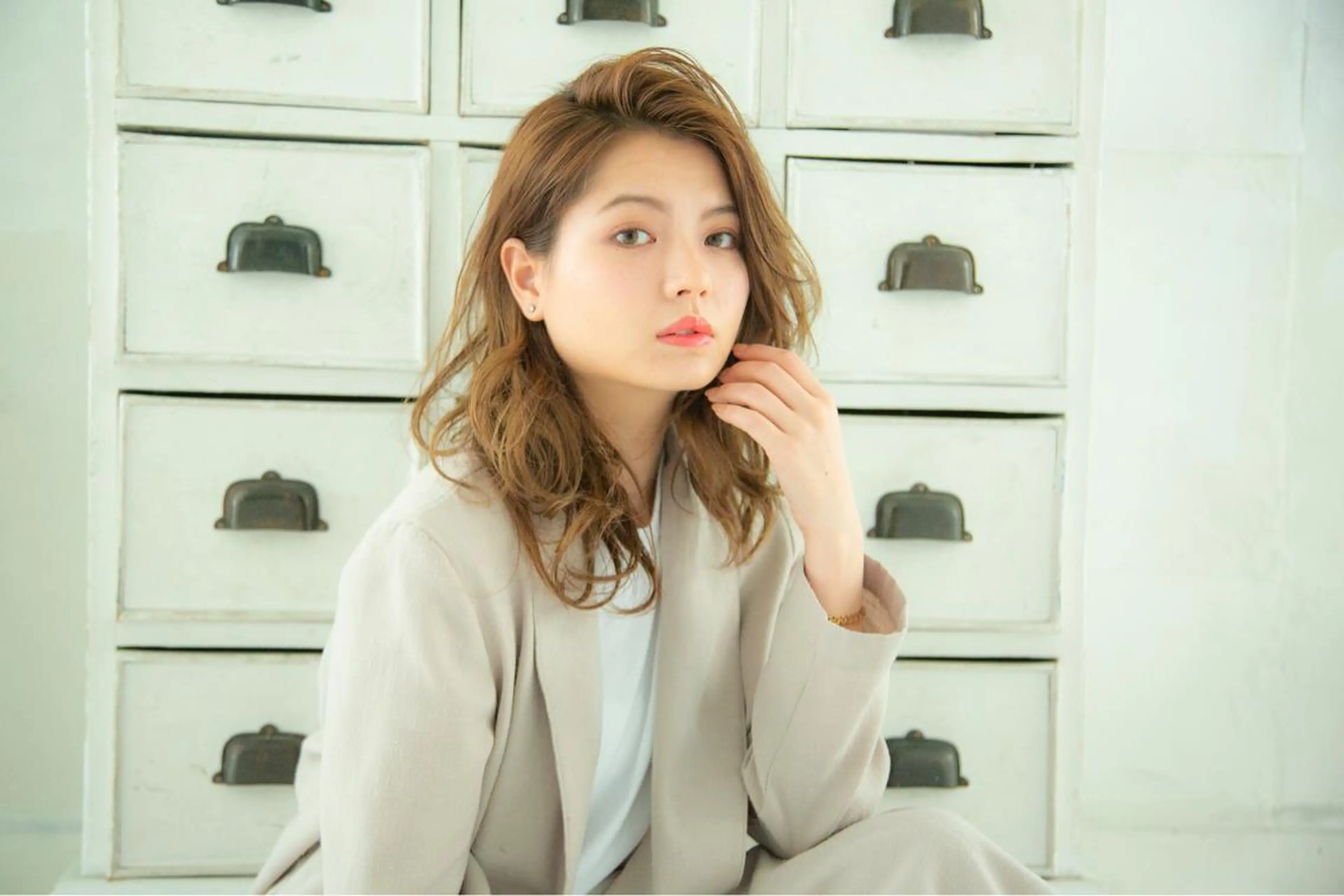 ミディアム カラー パーマ 髪質改善/縮毛矯正/ ボブ/店長/槌矢圭悟のヘアスタイル