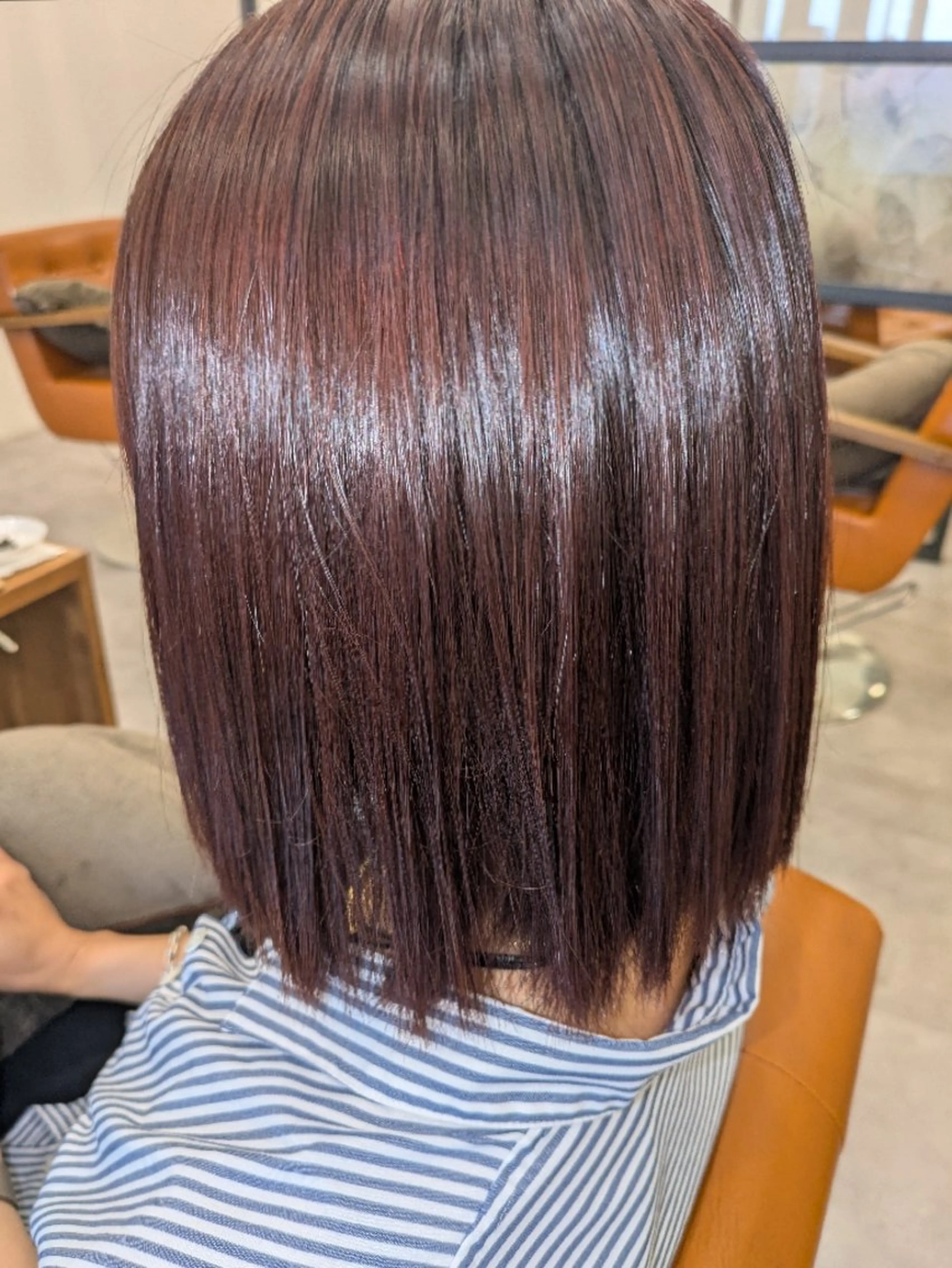 ミディアム カラー ピンクカラー カット ヘアカラー カサハラ リホのヘアスタイル