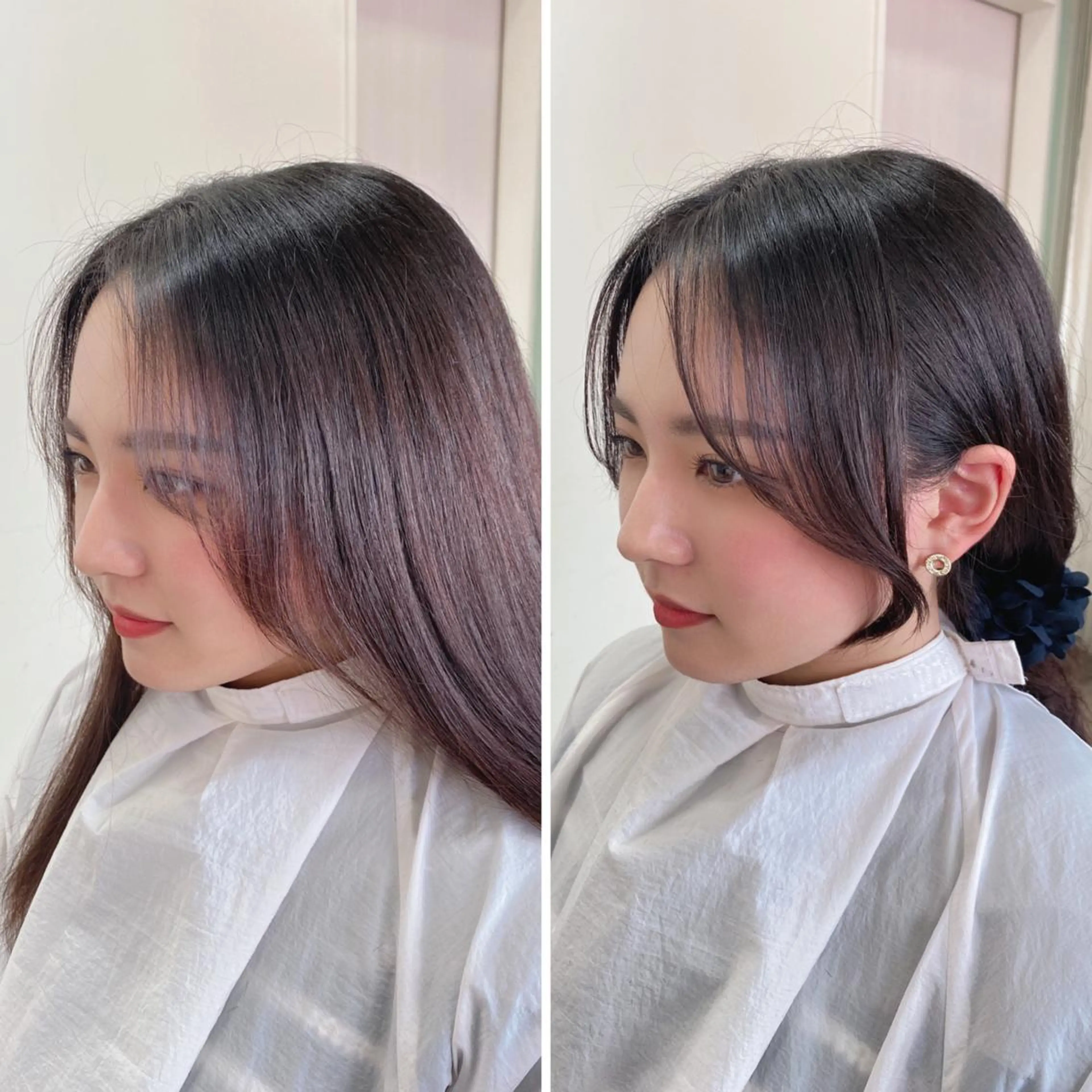 セミロング 顔周りカット 【艶ヘア】 どうまえのヘアスタイル