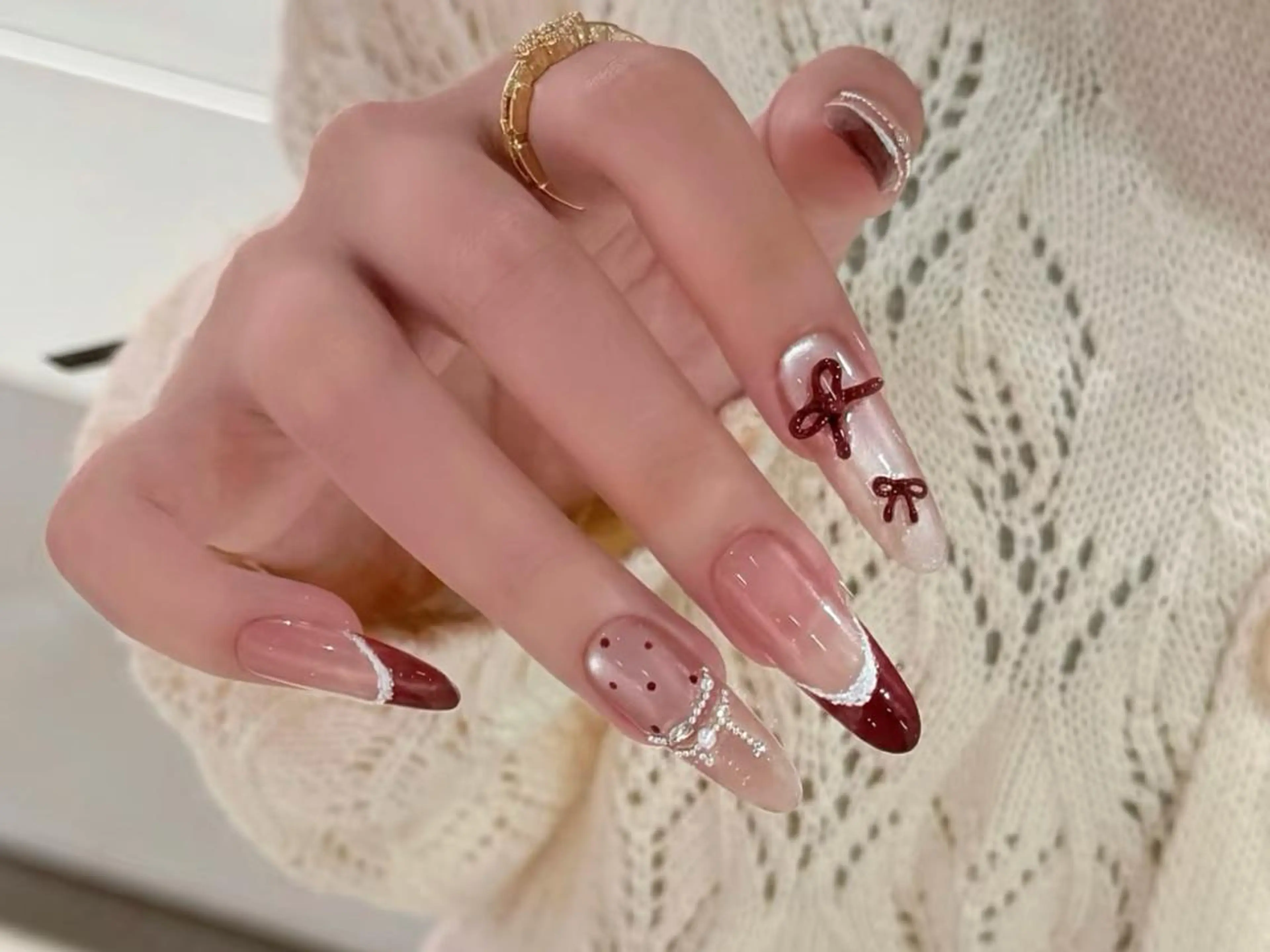 ネイル カジュアル チークネイル フレンチネイル ジェルネイル ガーリー 鈴木 ミサキのネイルデザイン