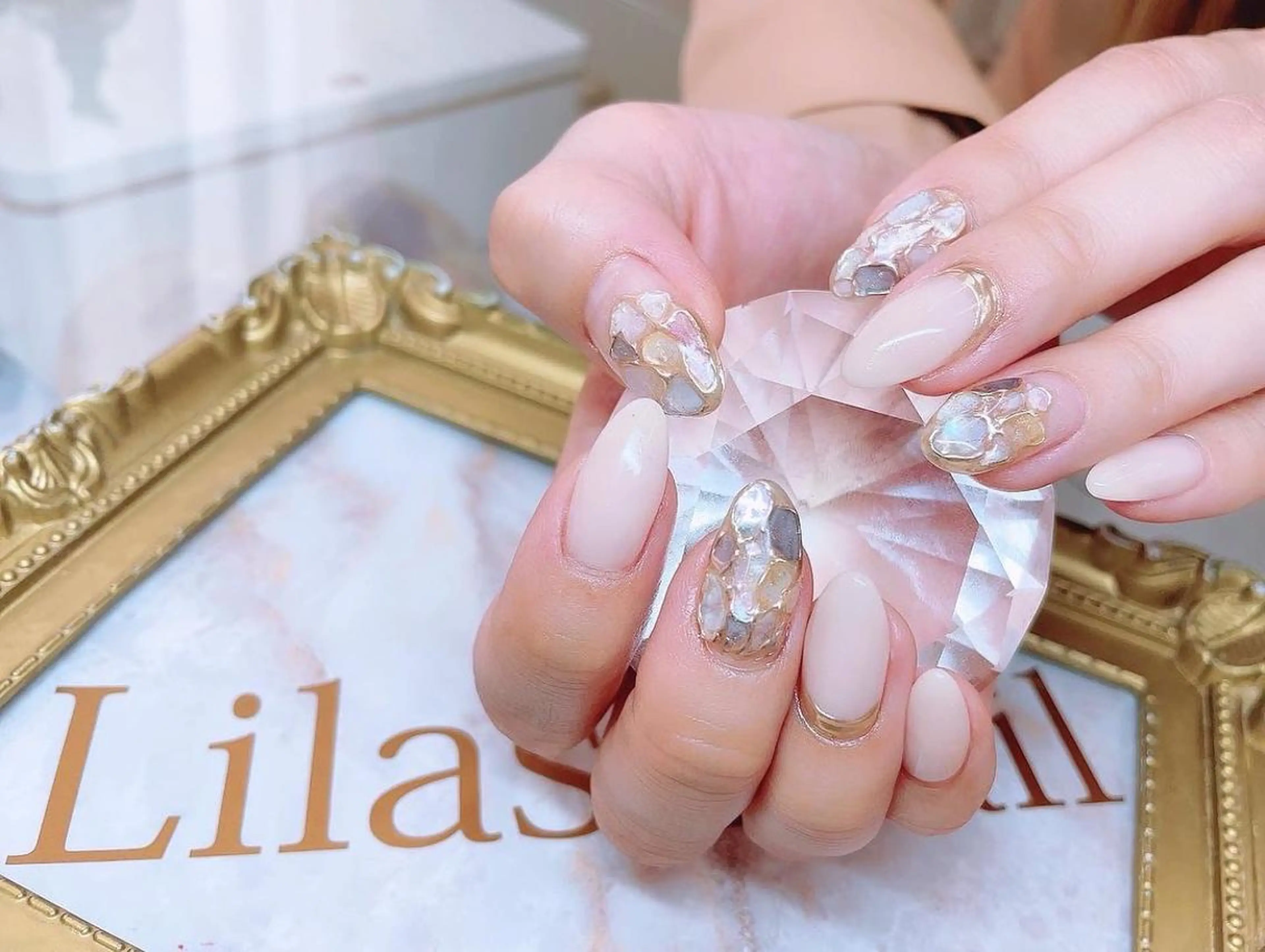 ネイル 入学式 ジェルネイル 卒業式 ハードジェル キラキラネイル Lilas Nailのネイルデザイン