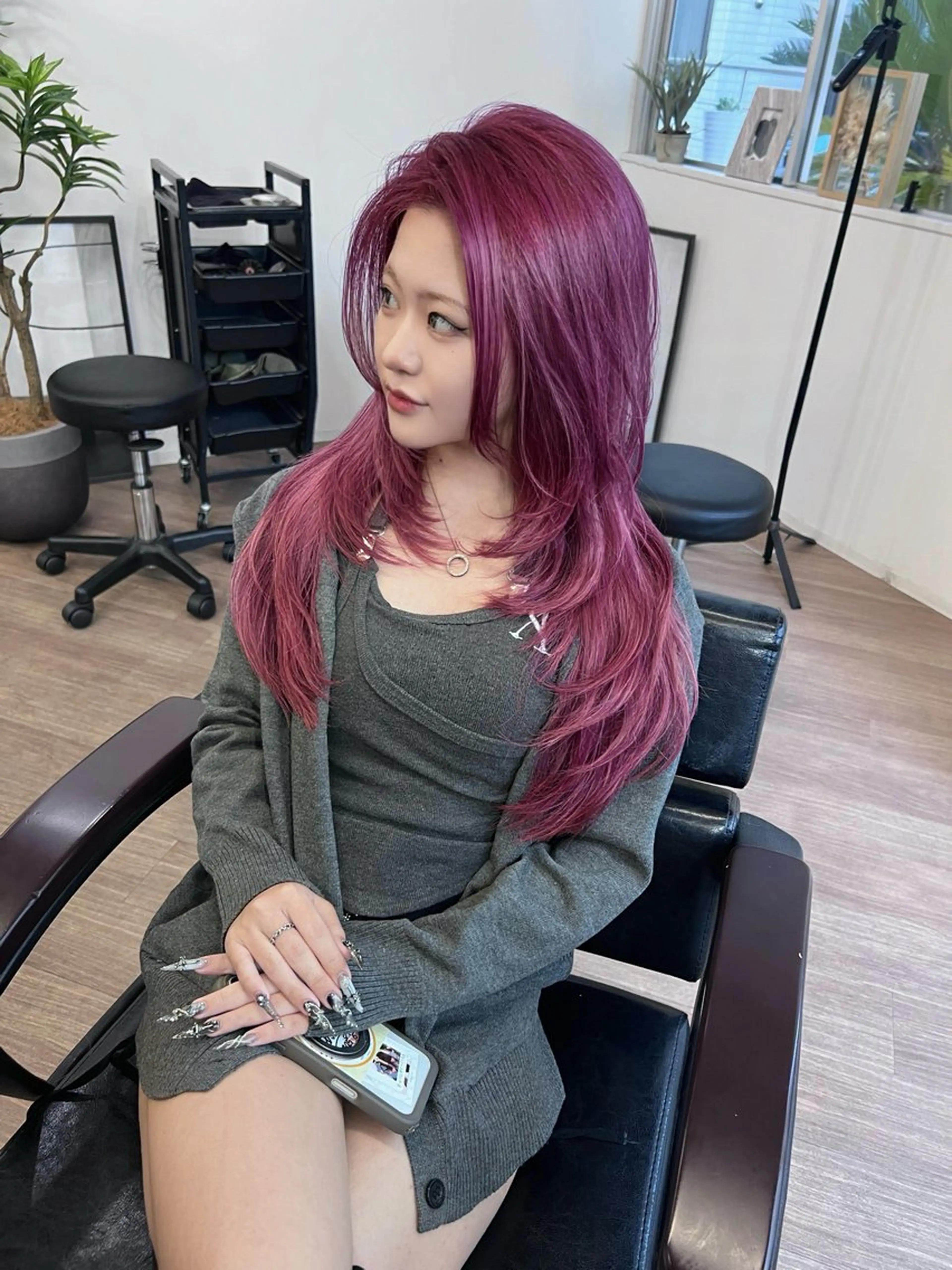 ロング カラー ピンクカラー レイヤーカット カット ヘアカラー トリートメント 渋谷レイヤーカット❌ 縮毛矯正専門/武田涼のヘアスタイル