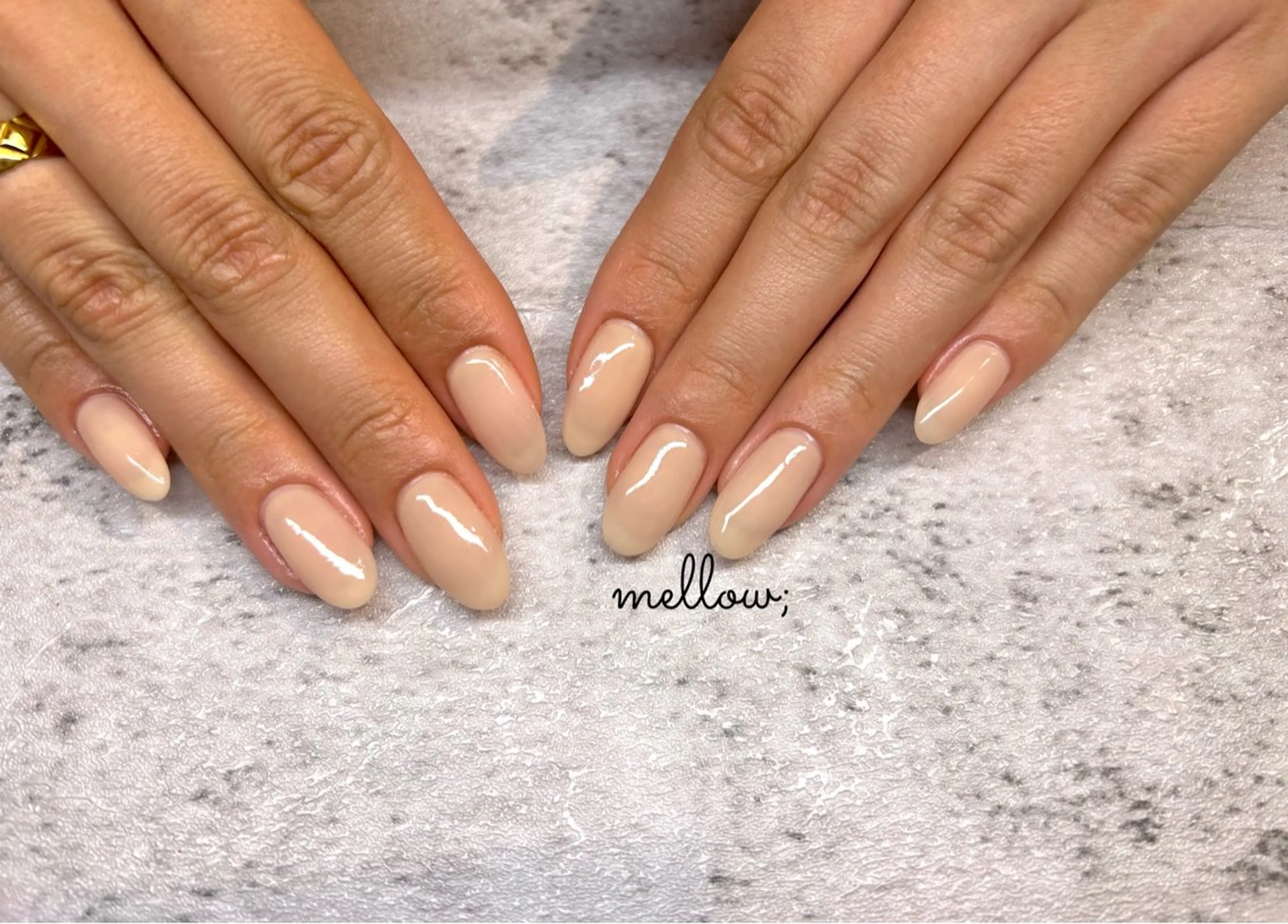 ネイル ワンカラーネイル mellow:ｸﾙﾐ ﹡˖˟༝🎀˖˟ ༝のネイルデザイン