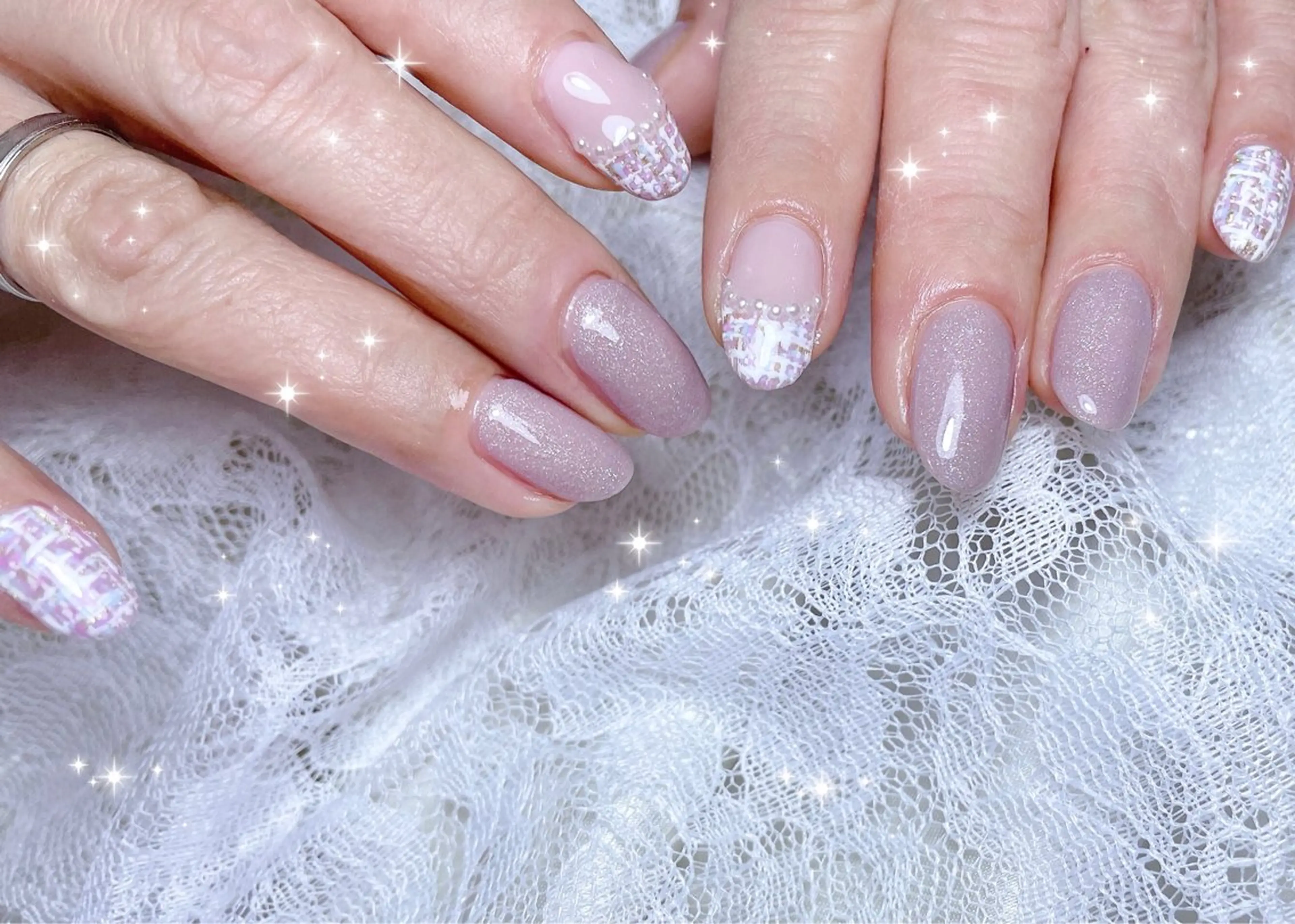 ネイル アートネイル パステルネイル ツイードネイル ハンドネイル FLARE NAIL フレアネイルのネイルデザイン