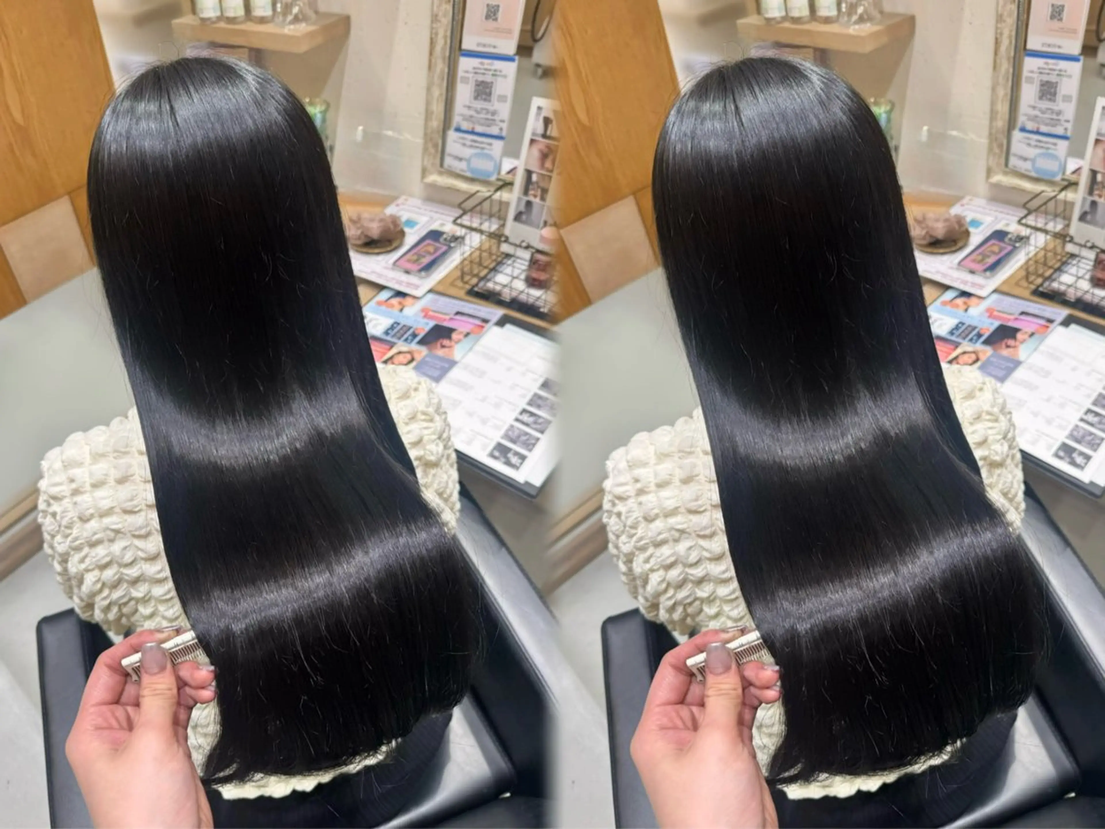 ロング トリートメント 縮毛矯正 トリートメント あみ🐈‍⬛/透明感 カラー🩵/髪質改善のヘアスタイル