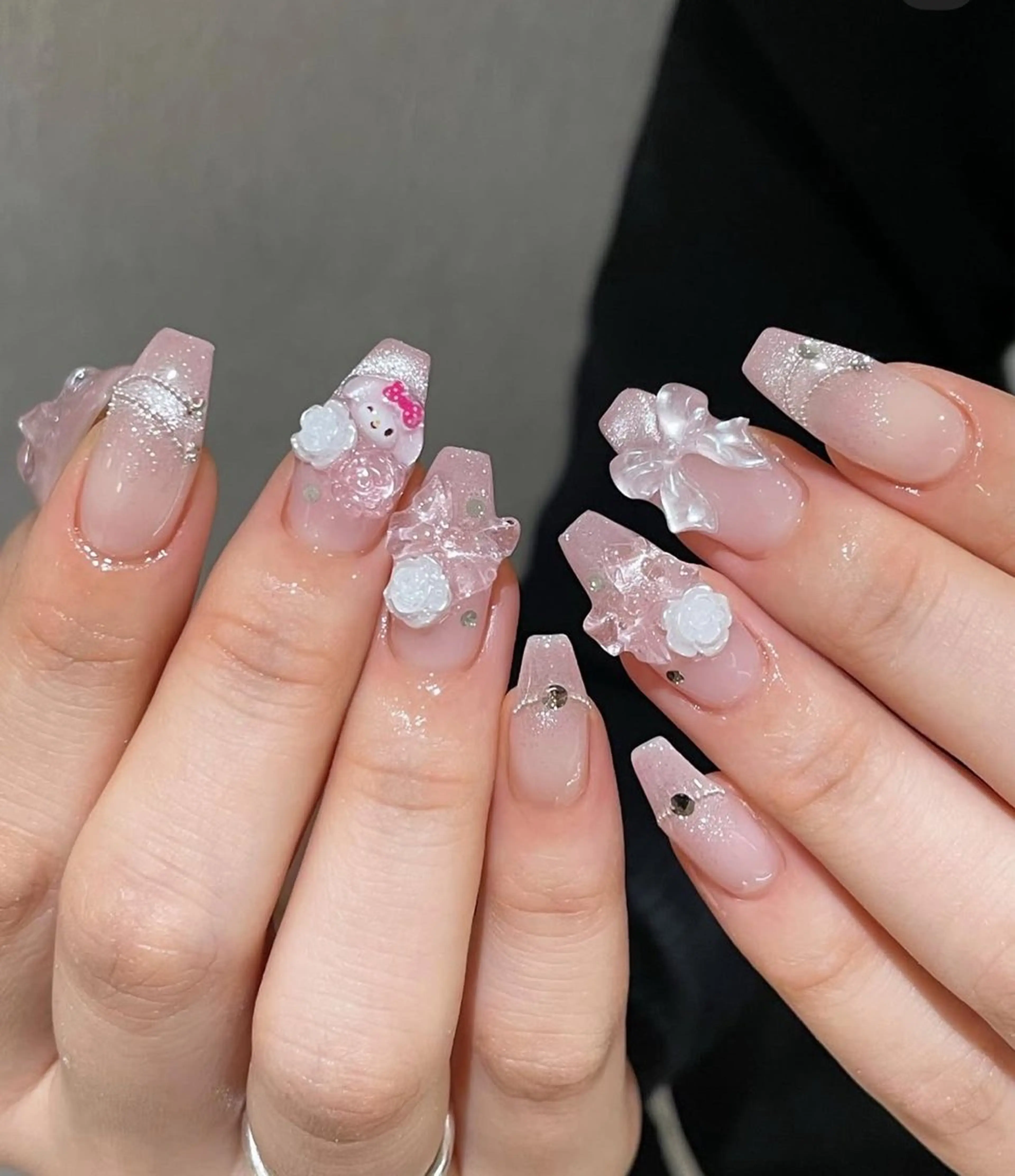 ネイル アートネイル オーロラネイル チークネイル 長さ出し フットネイル ハンドネイル Blossom nail_研修のネイルデザイン