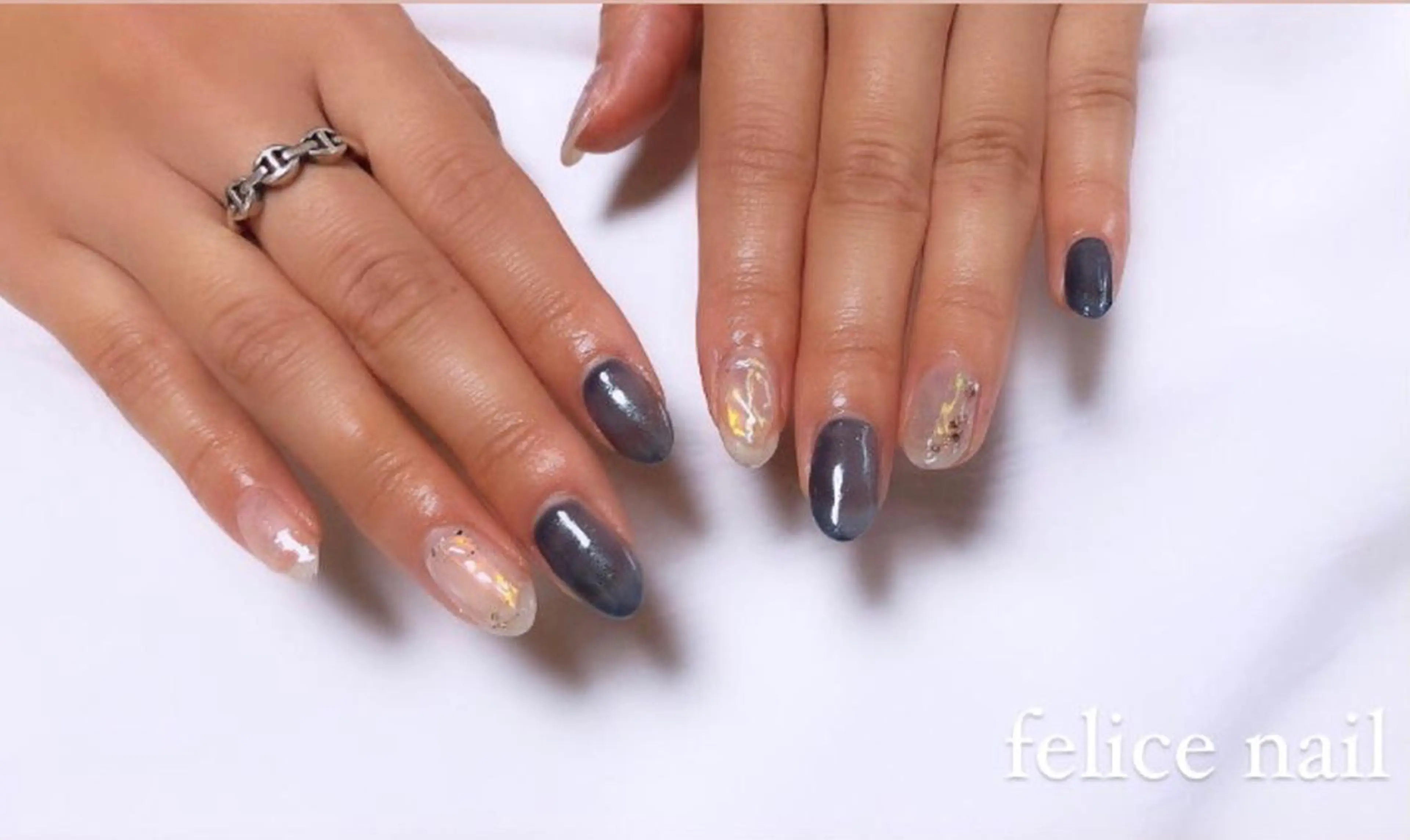 ネイル オーロラネイル 氷ネイル・うるうるネイル ハンドネイル felice nailのネイルデザイン