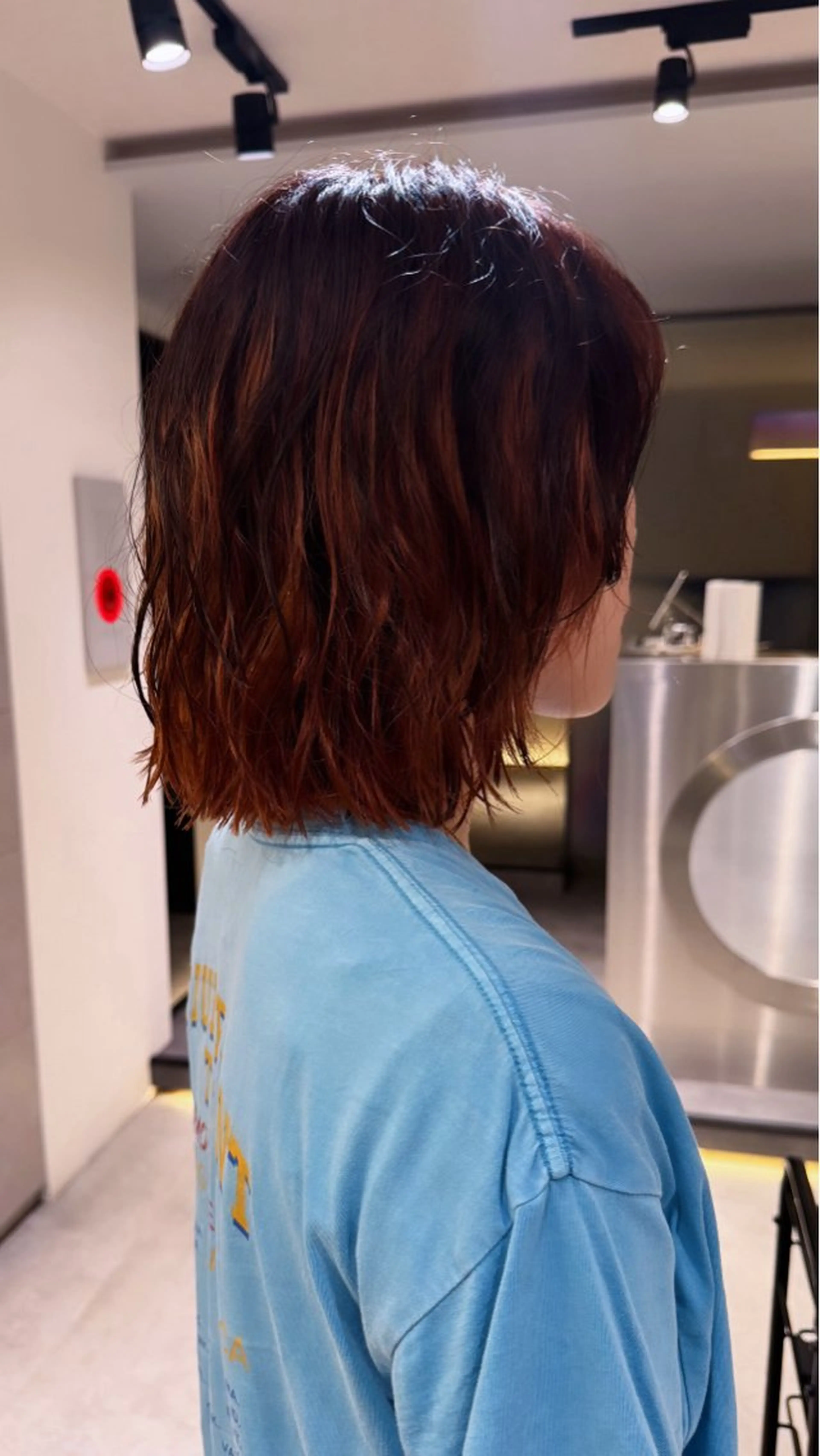 ミディアム カラー パーマ ミディアムパーマ オレンジ カット ヘアカラー パーマ Qin shaire salon 原宿所属・🌿パーマ/ボブ/ レイヤー/Mikiのヘアスタイル