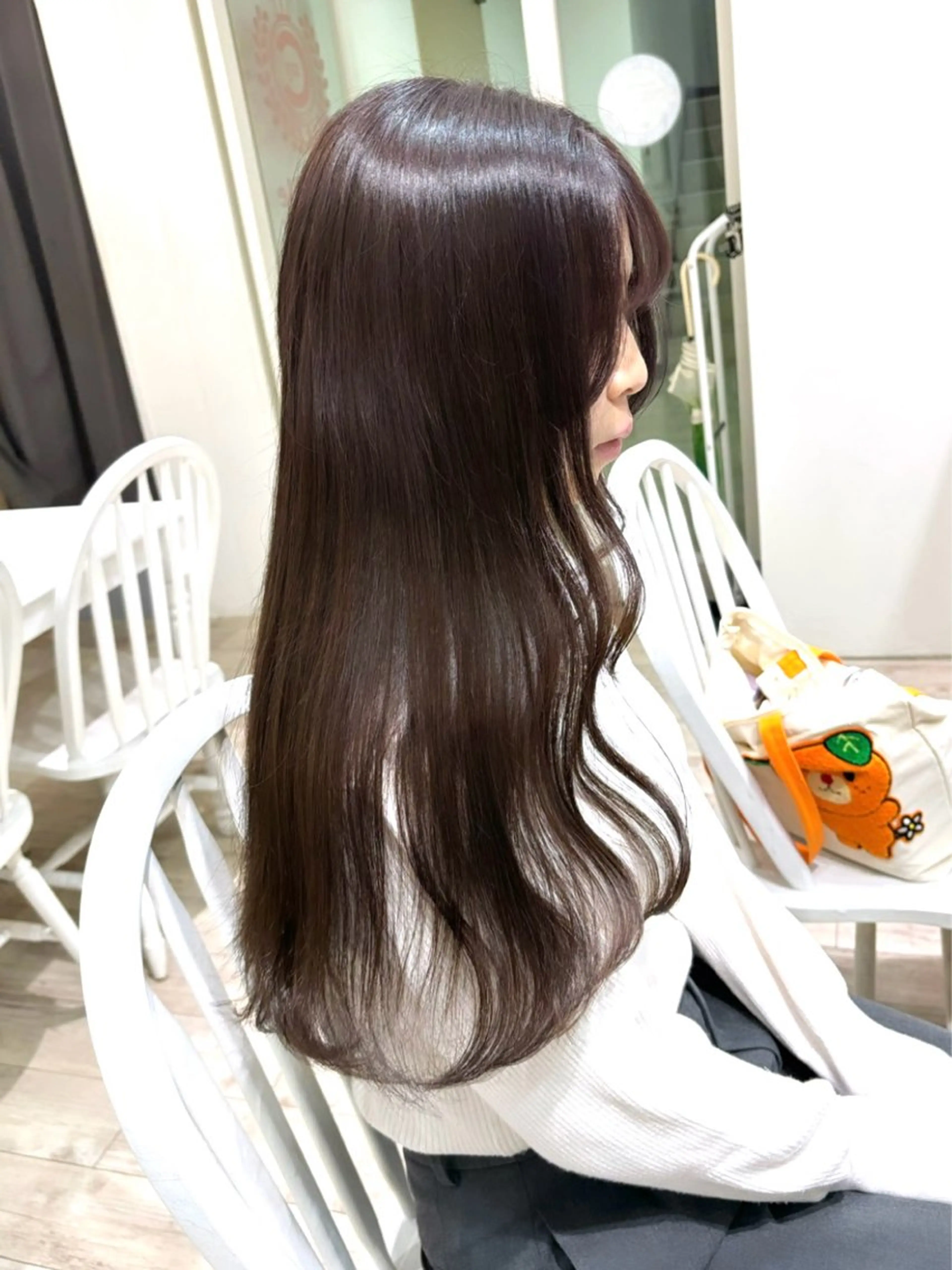 ロング カラー ブリーチ ブラウンカラー ブリーチなしカラー カット トリートメント 暖色カラー✨️ 門内 梨真のヘアスタイル