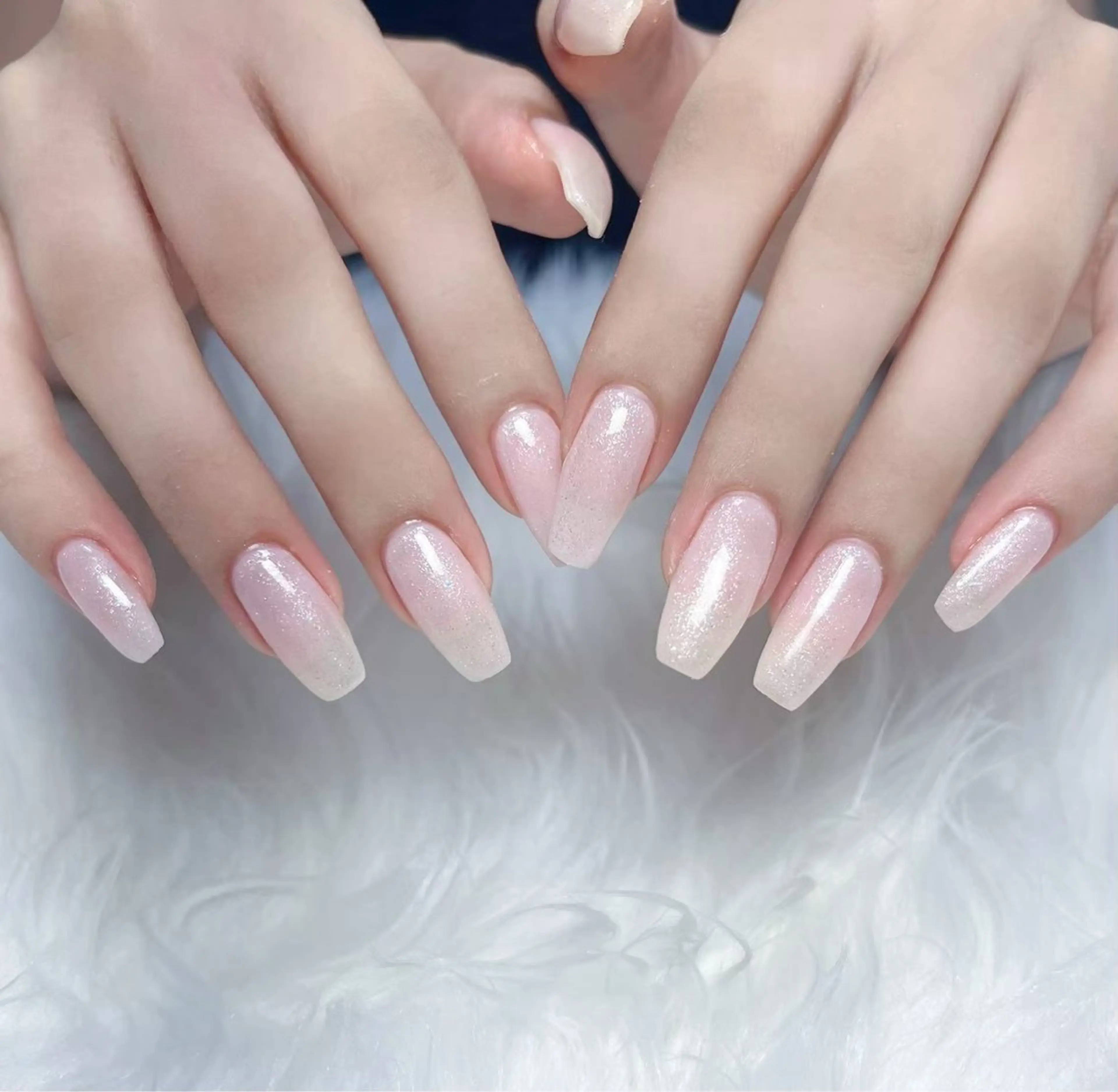 ネイル ラメ(グリッター) ワンカラーネイル WHITE NAIL ひなたのネイルデザイン