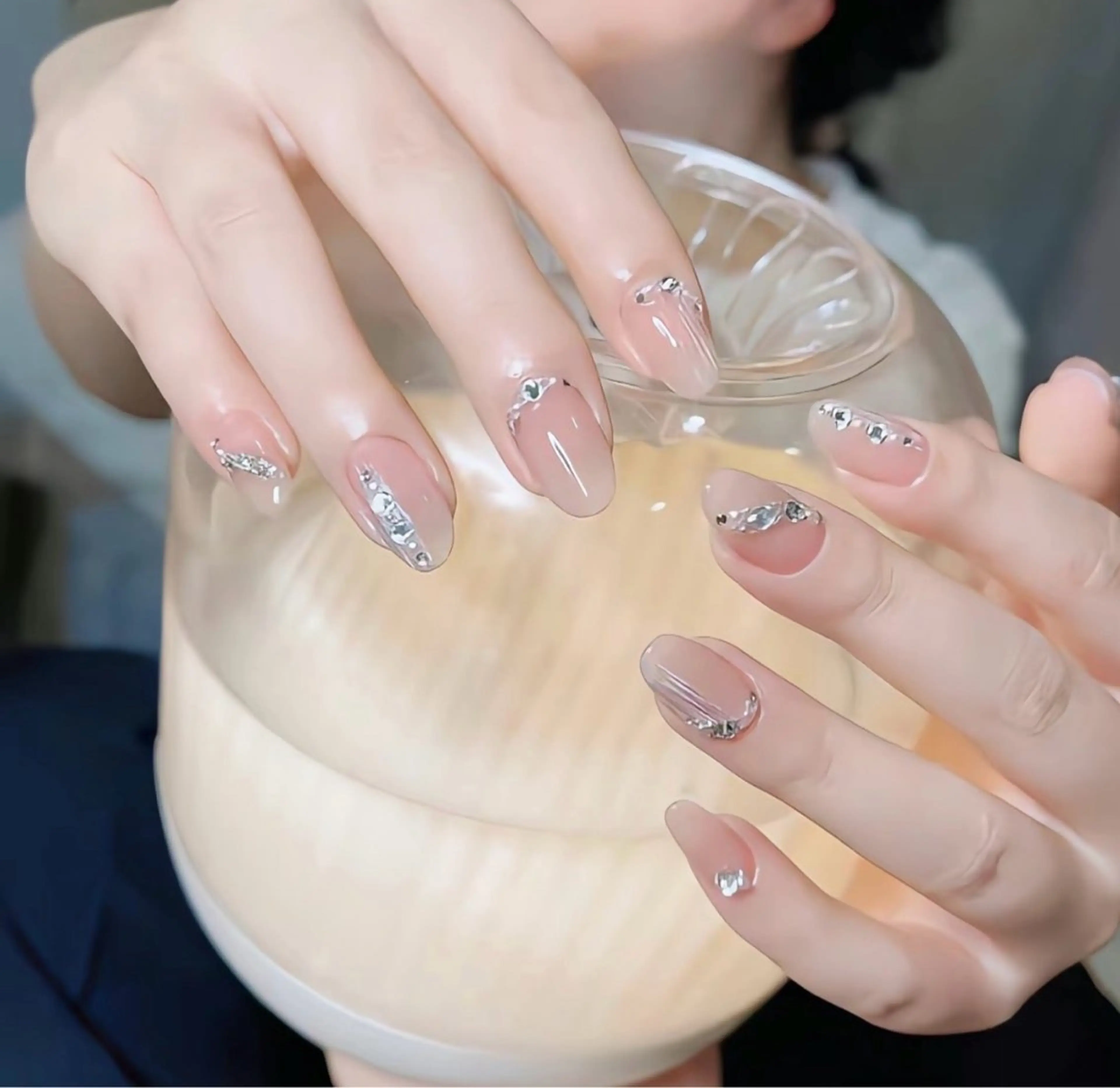 ネイル チークネイル 長さ出し フレンチネイル ガーリー 韓国ネイル sun nail池袋 モデル募集のネイルデザイン