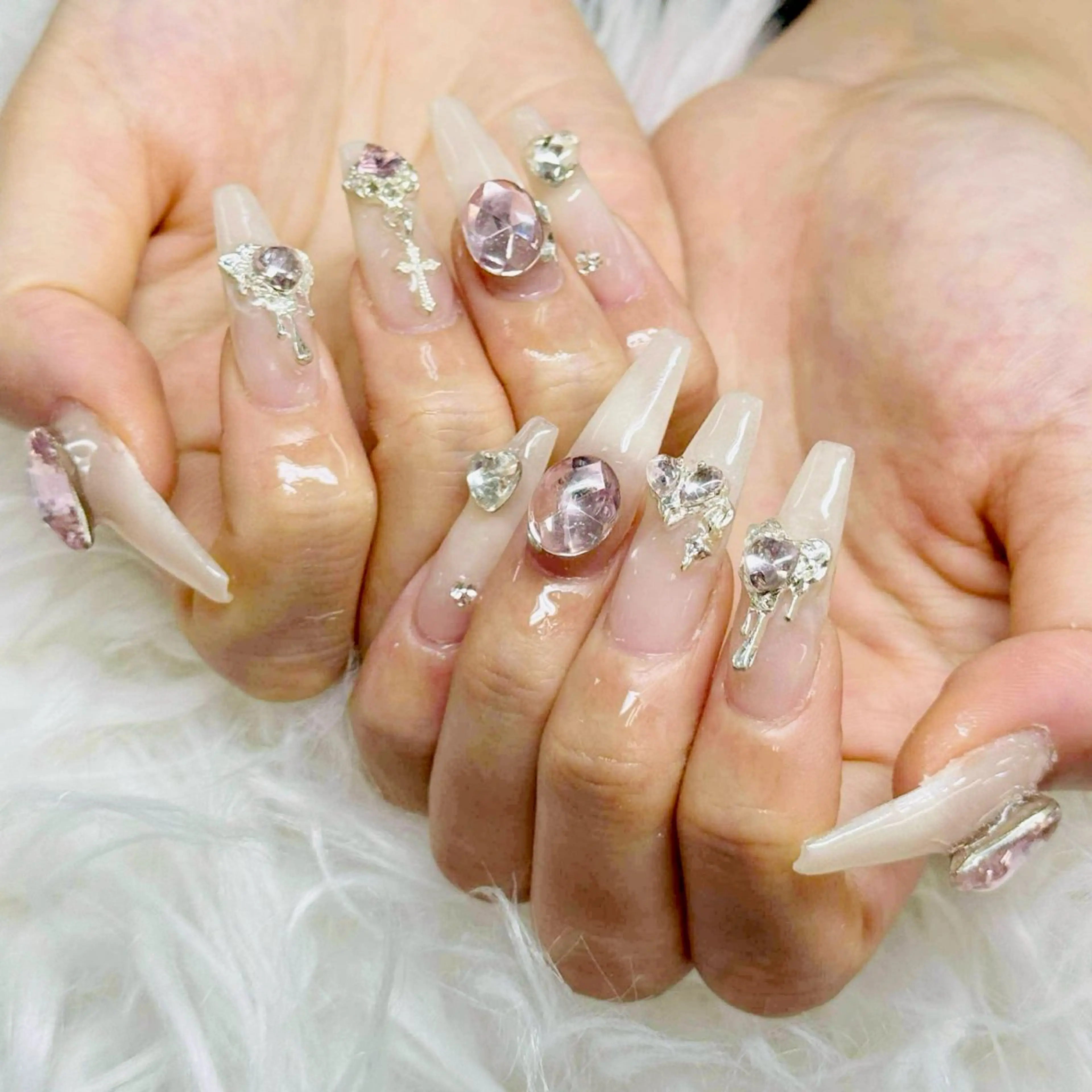 ネイル チークネイル 長さ出し フラッシュネイル フレンチネイル グラデーション ハンドネイル AN NAIL SALONのネイルデザイン