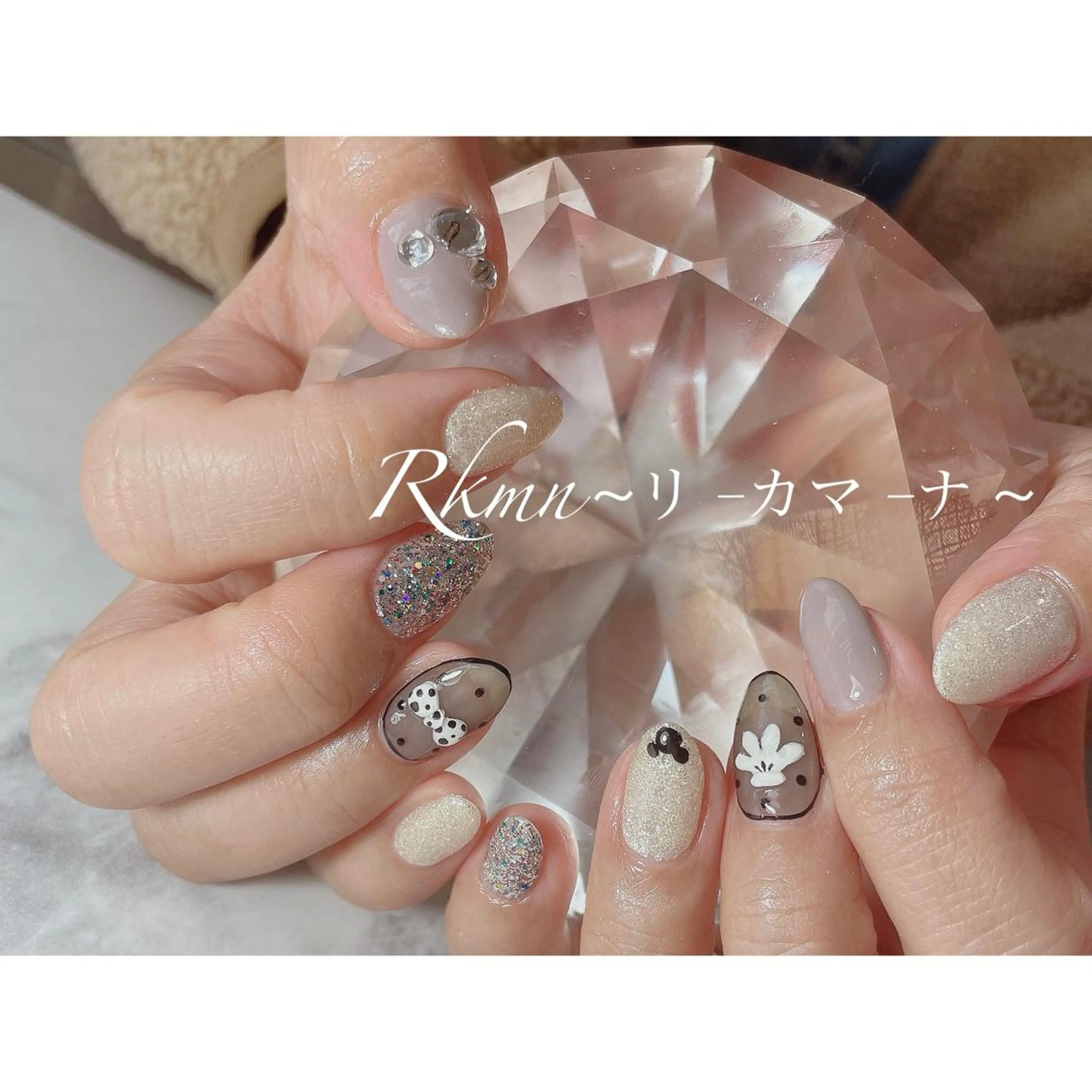 ネイル アートネイル ラメ(グリッター) 春ネイル ハンドネイル フットネイル ハンドケア Rkmn ~リ-カマ-ナ~のネイルデザイン