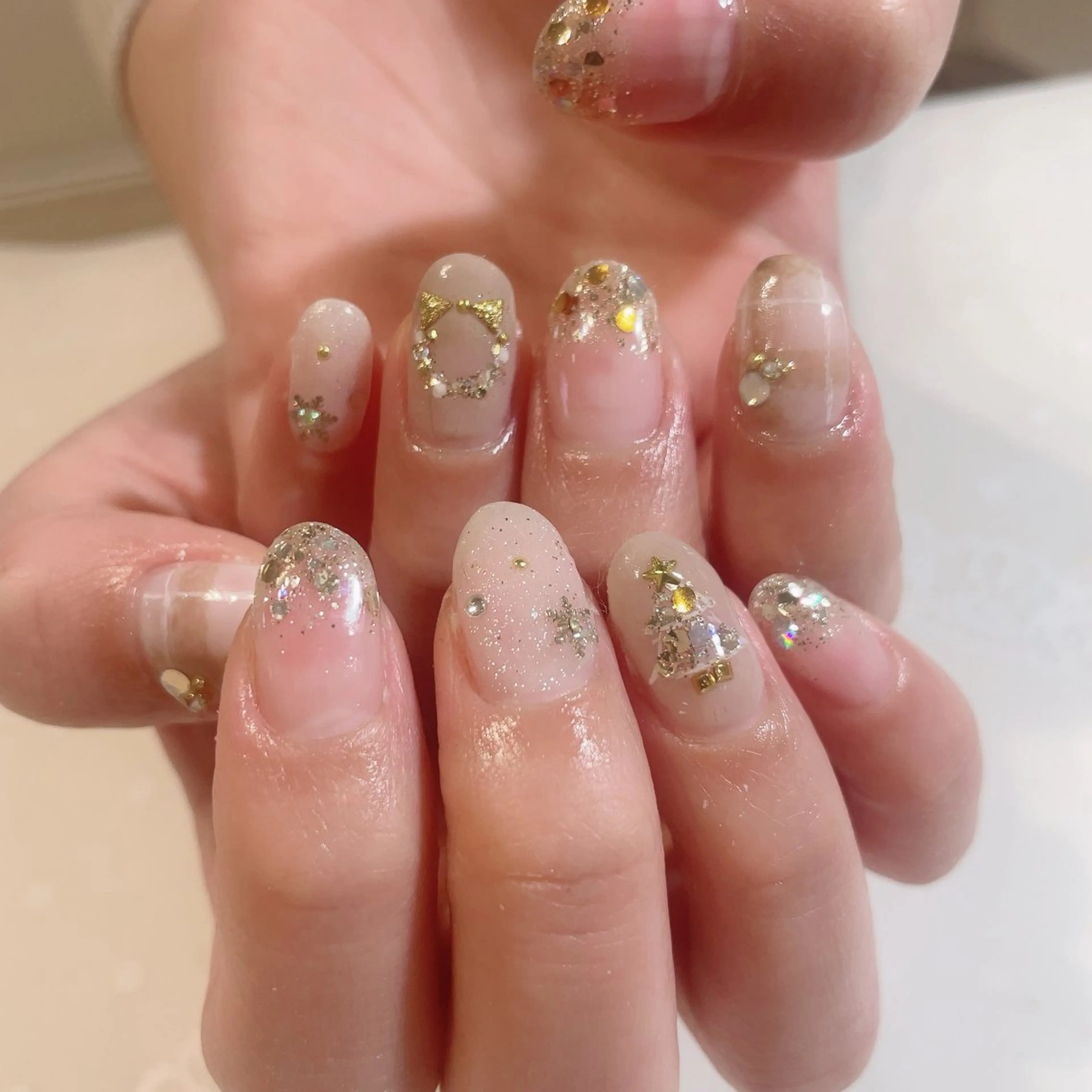 ネイル シンプルネイル 冬ネイル クリスマス ハンドネイル * haruのネイルデザイン