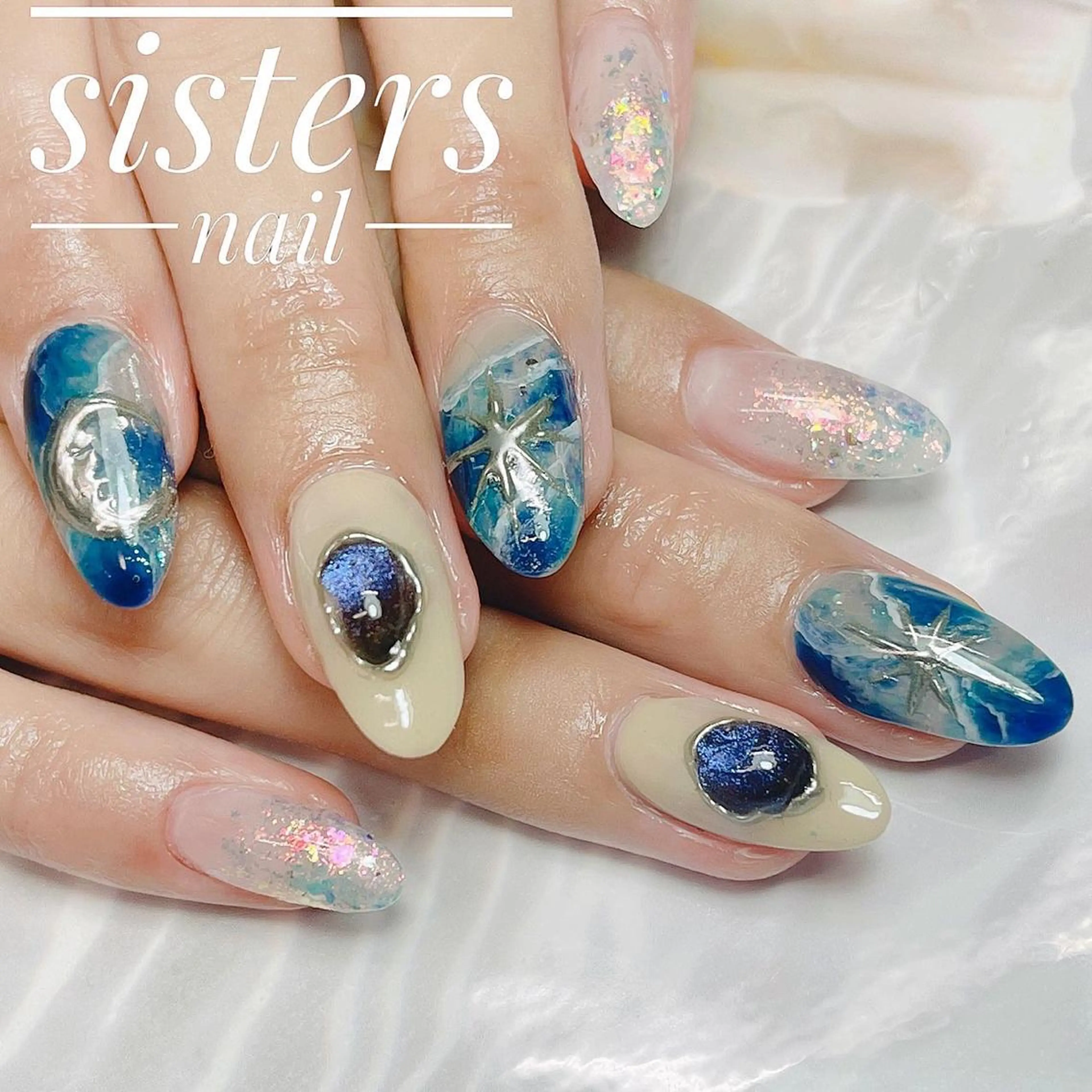 ネイル アートネイル マグネットネイル 大理石ネイル(マーブル) ニュアンスネイル 夏ネイル sisters nail.fのネイルデザイン