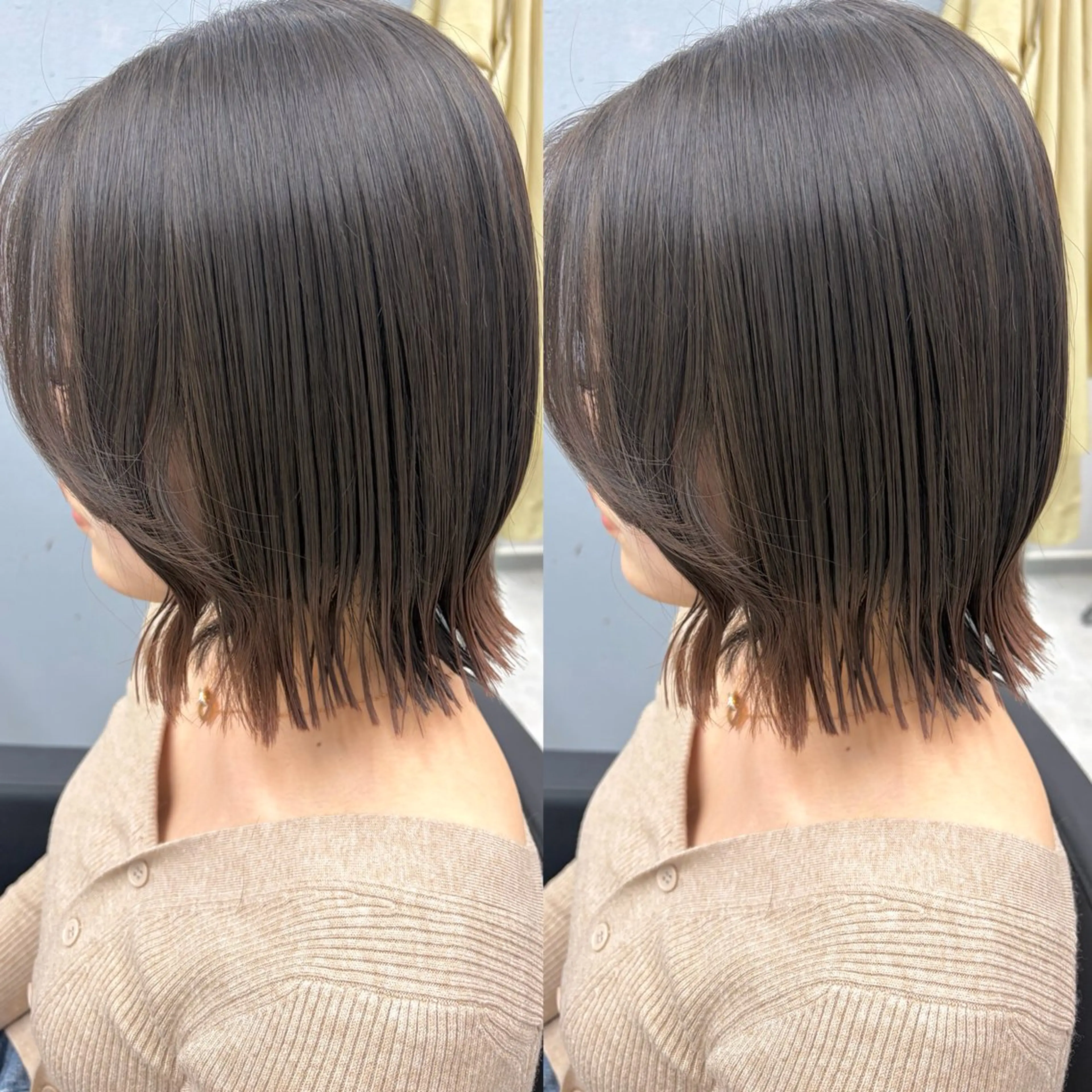 ミディアム カット トリートメント 透明感カラー🪿🤍 顔まわりカットのヘアスタイル