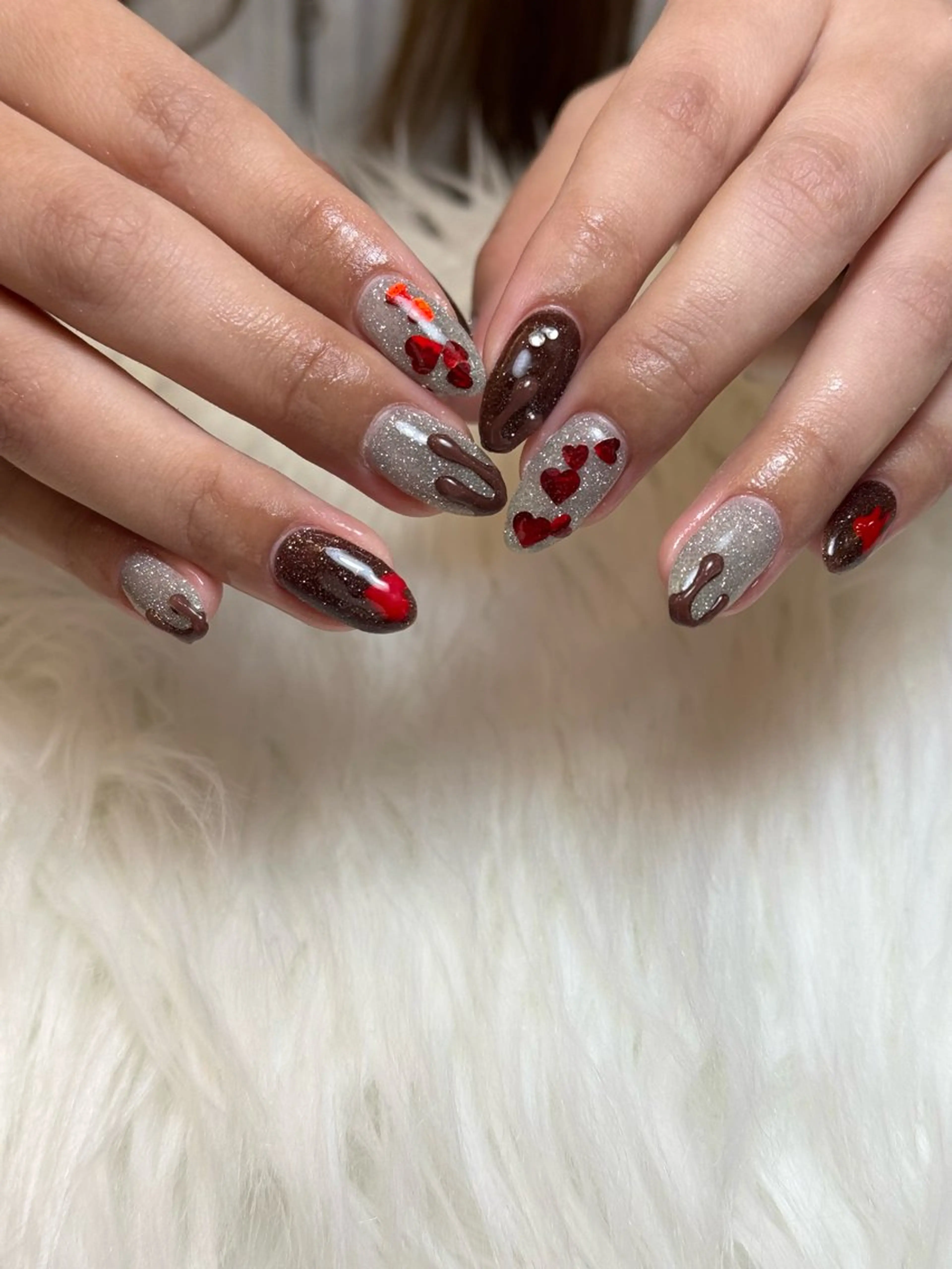 ネイル アートネイル 持ち込み バレンタイン ハンドネイル nail room 5890  noaのネイルデザイン