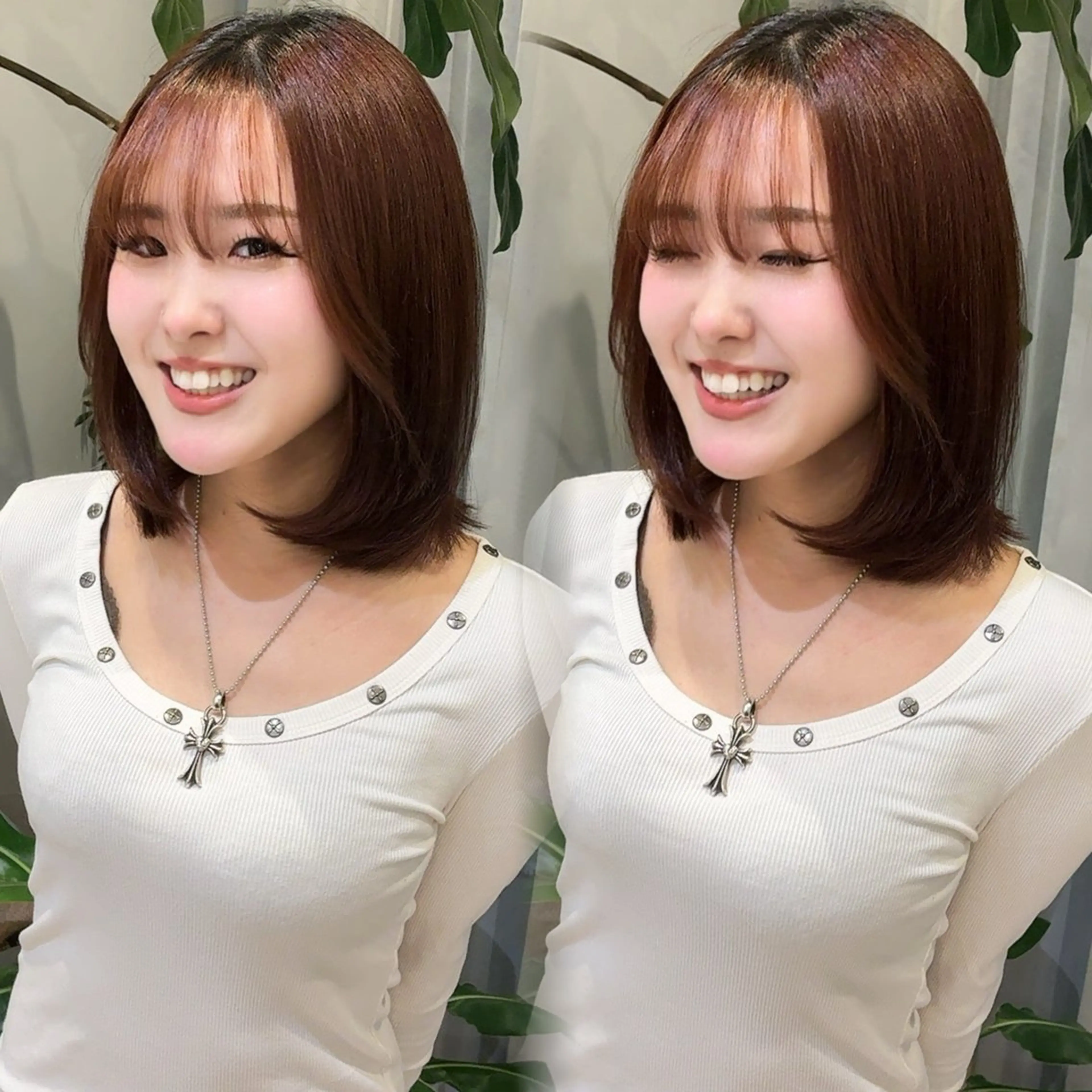 ミディアム レイヤーカット 似合わせカット カット ヘアカラー calna 古賀 菜摘のヘアスタイル