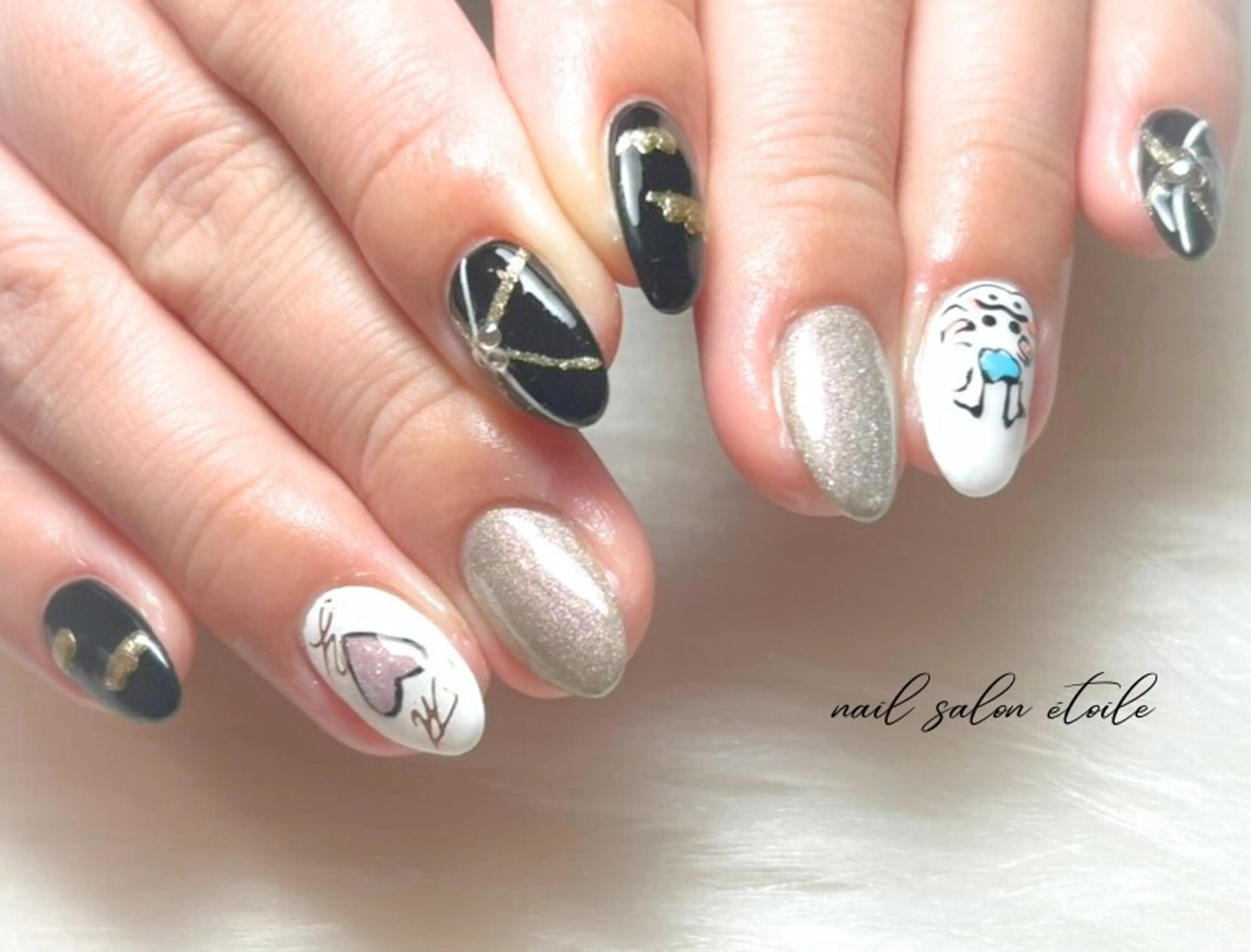 ネイル ハート 持ち込み ハンドネイル nail salon étoileのネイルデザイン