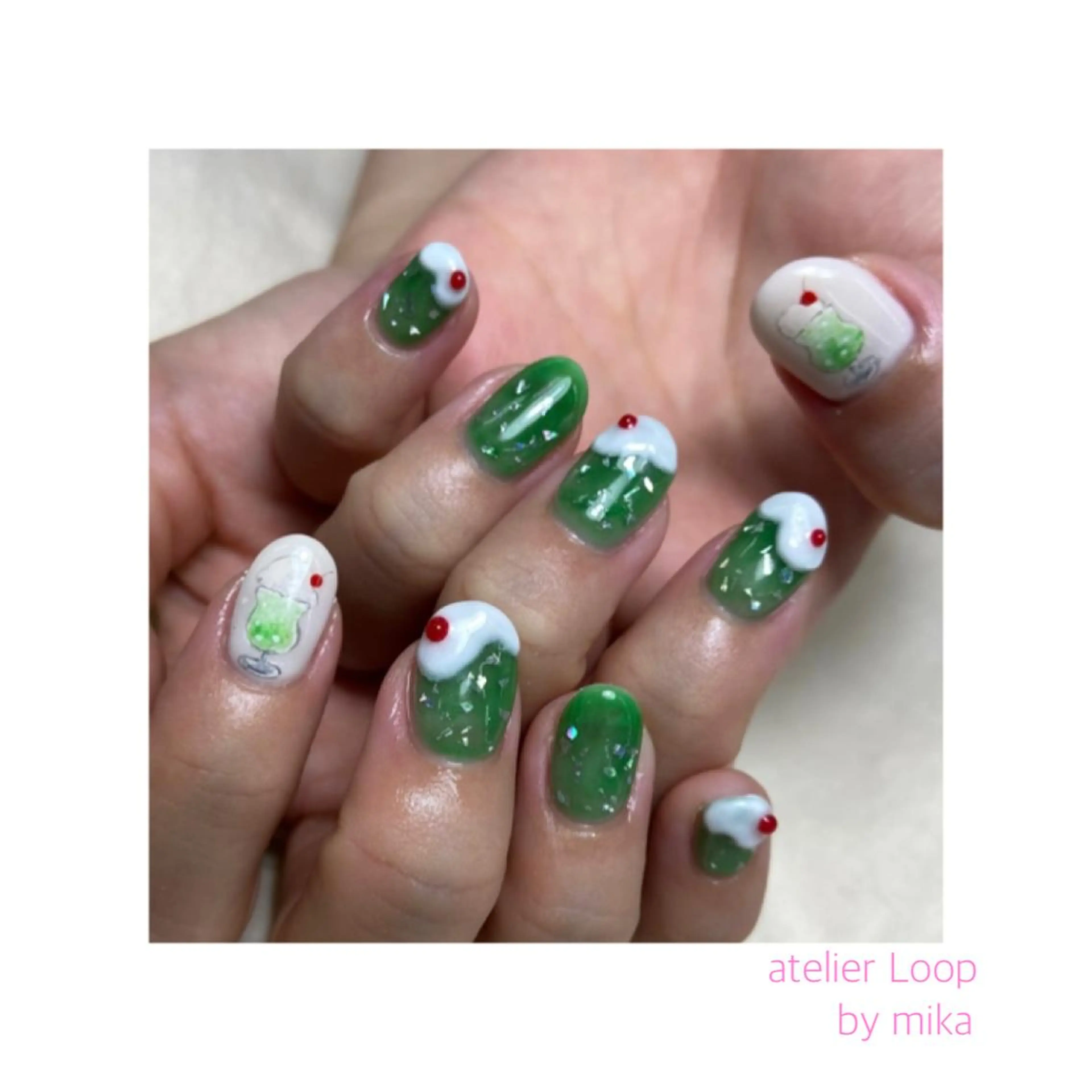 ネイル クリアネイル 夏ネイル ハンドネイル atelier Loop♪MIKAのネイルデザイン