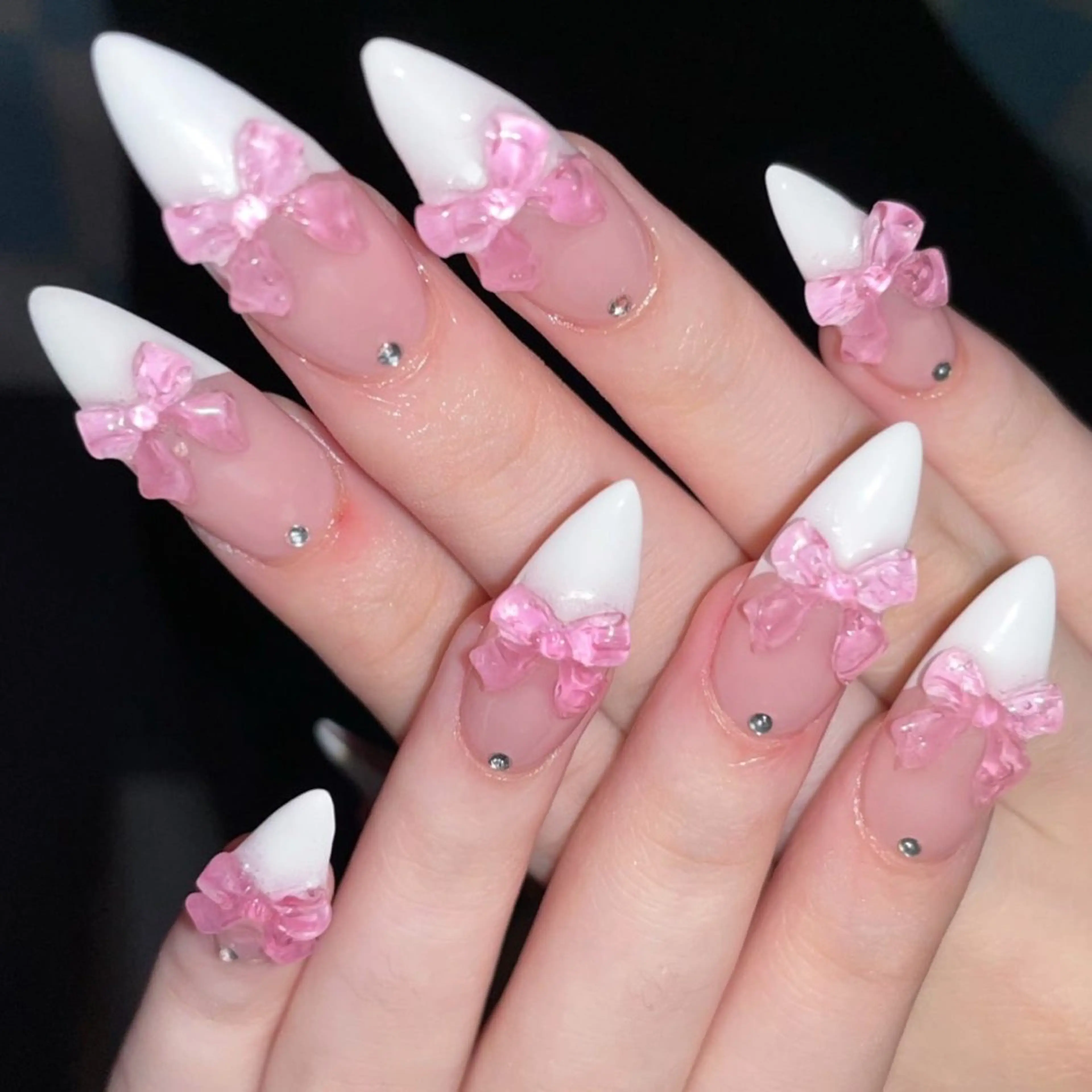 ネイル クリアネイル フレンチネイル リボン MIDORI 個性派/海外ネイルのネイルデザイン