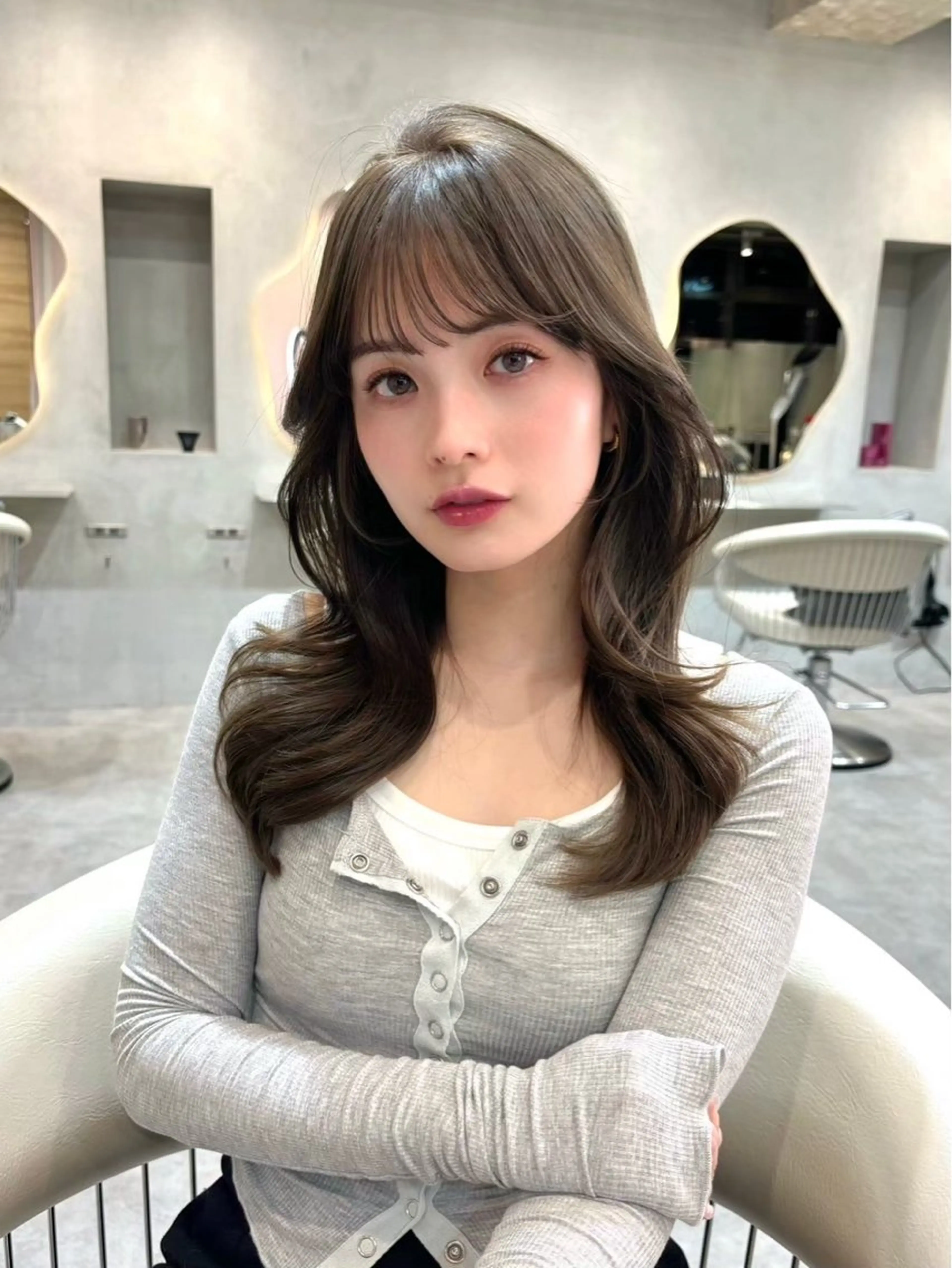 ロング カラー オリーブカラー 美髪縮毛矯正/ 透明感カラー吉田光佑のヘアスタイル