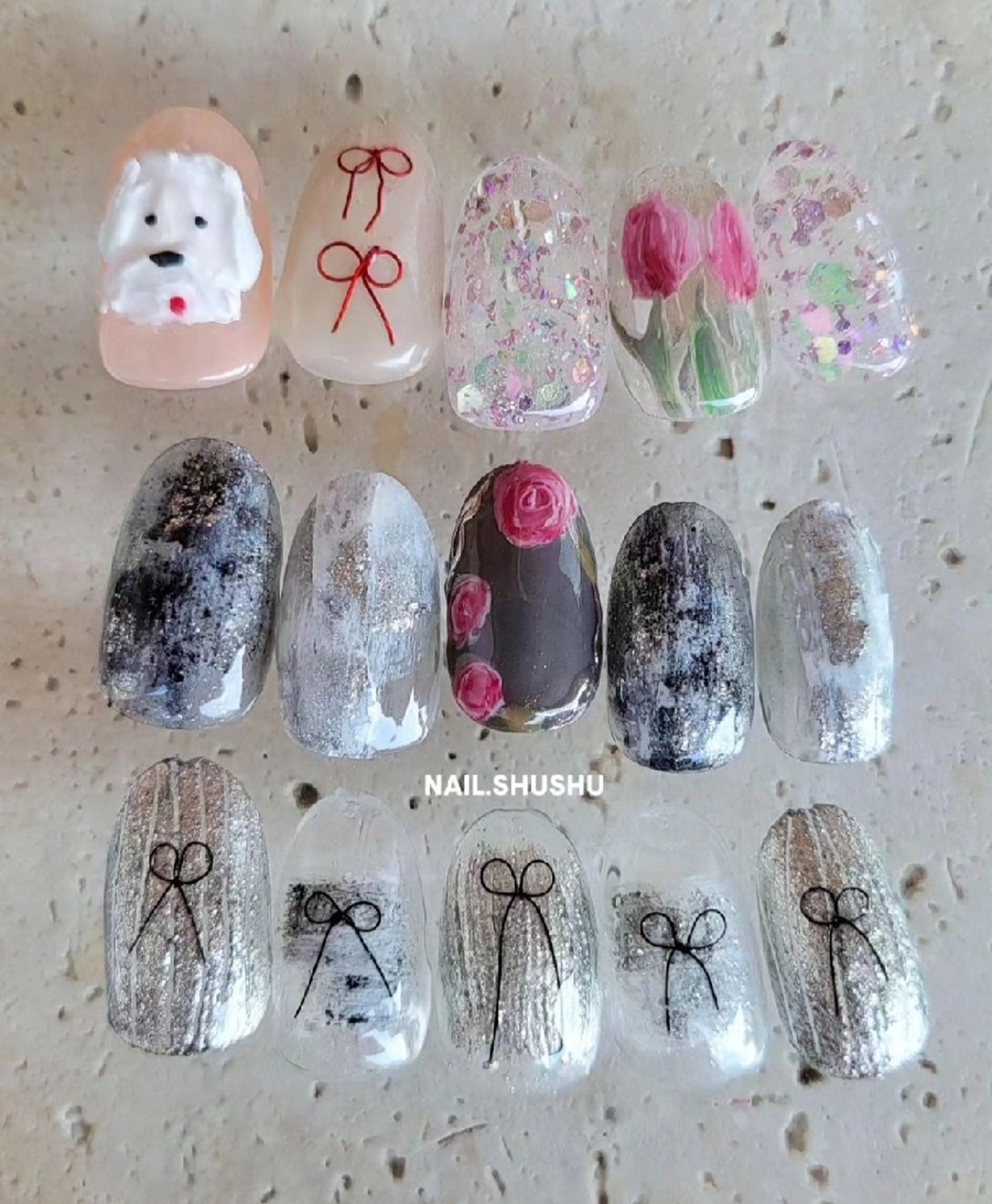 ネイル 持ち込み ニュアンスネイル ワンカラーネイル シンプルネイル 春ネイル ハンドネイル 3dパーツ/流行り 👧shushu❤️のネイルデザイン