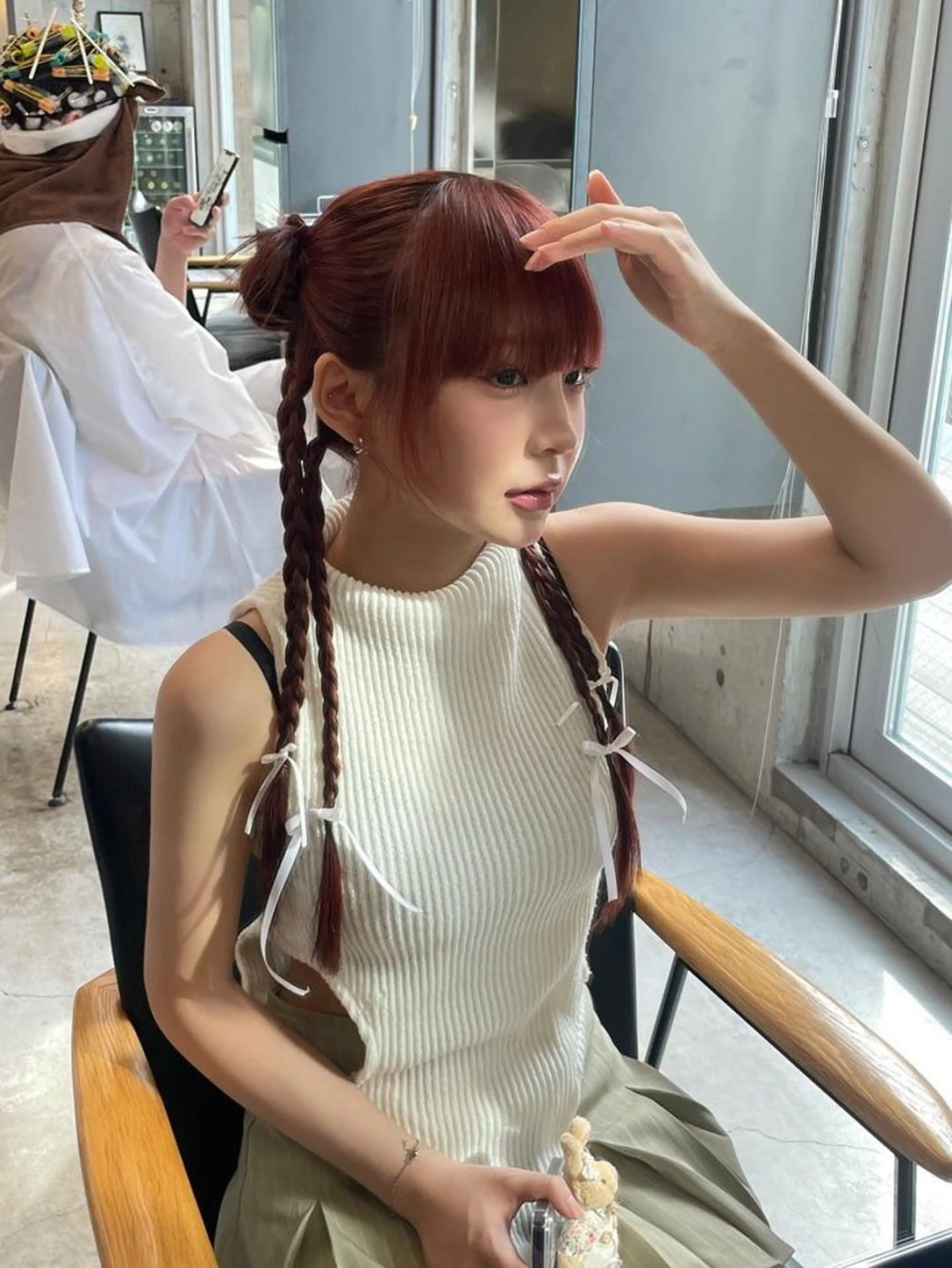 ロング ヘアアレンジ 韓国風ヘア カット ヘアセット トレンドカラー🥣／ ヘアアレンジ✩.*˚のヘアスタイル