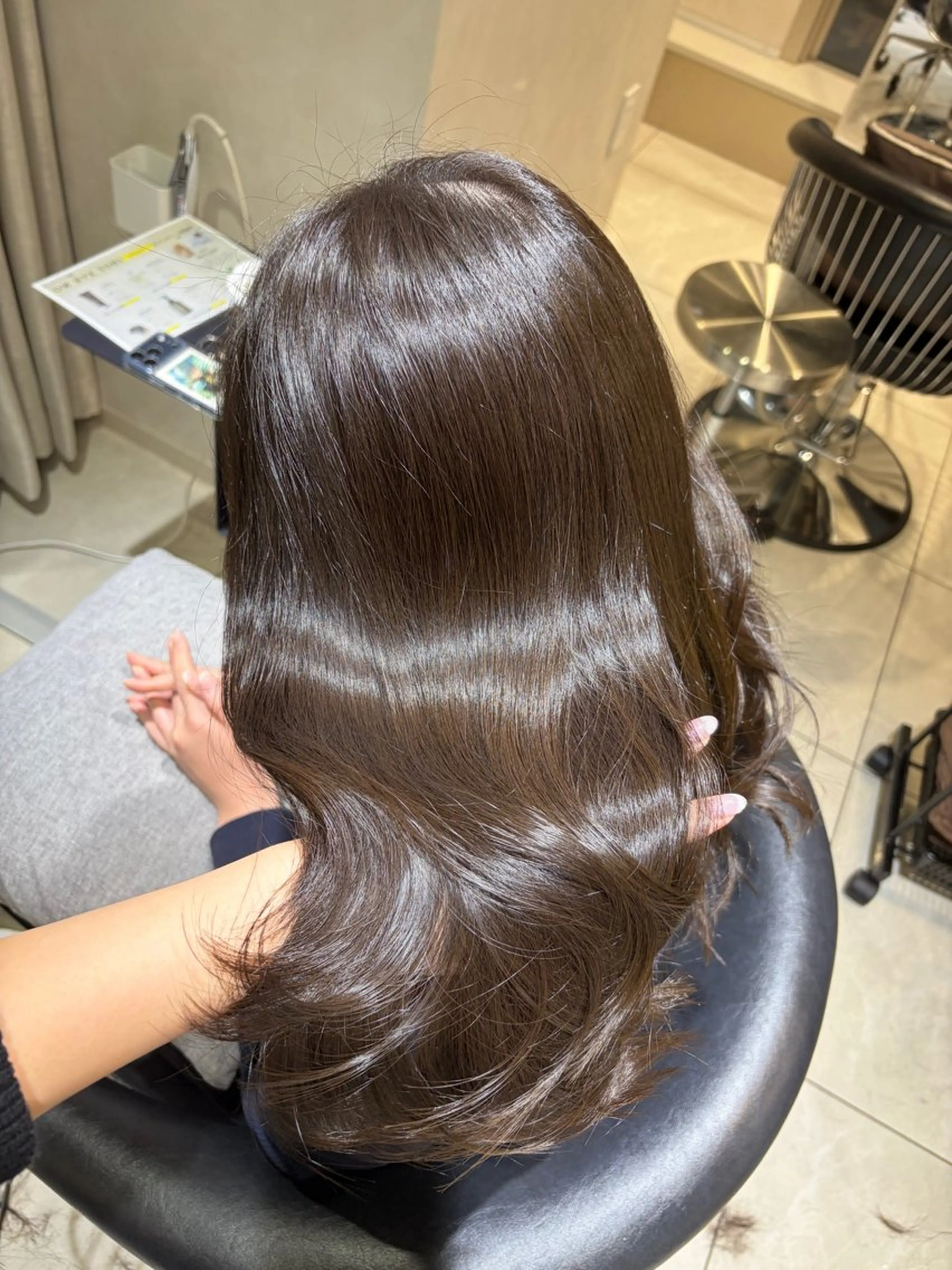 セミロング カラー 透明感カラー グレージュ カット ヘアカラー トリートメント 韓国レイヤー×モテ髪 /MITSUKI🤍のヘアスタイル