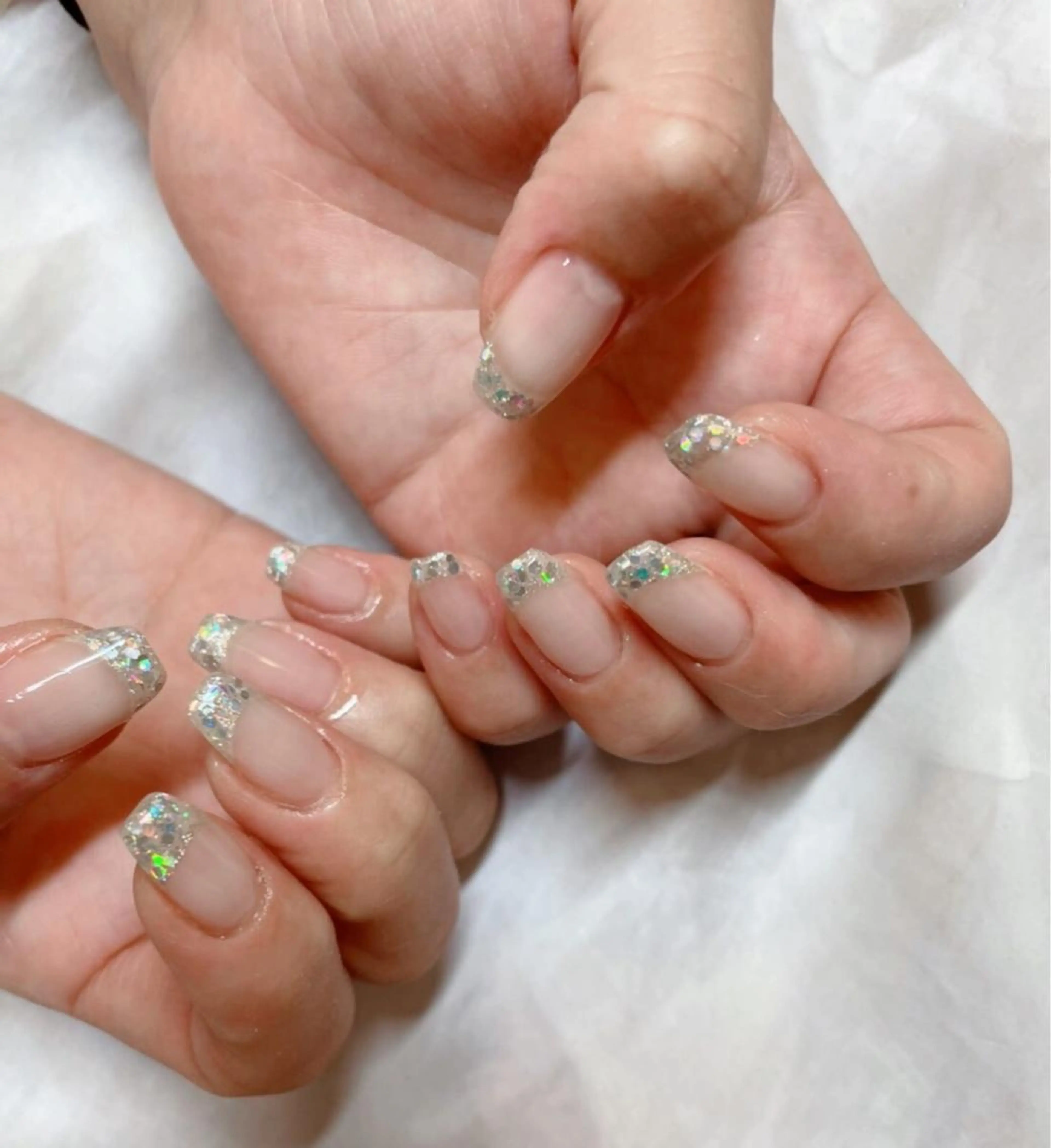 ネイル フレンチネイル ガラスフレンチ キラキラネイル 【ORGAN】 nailのネイルデザイン