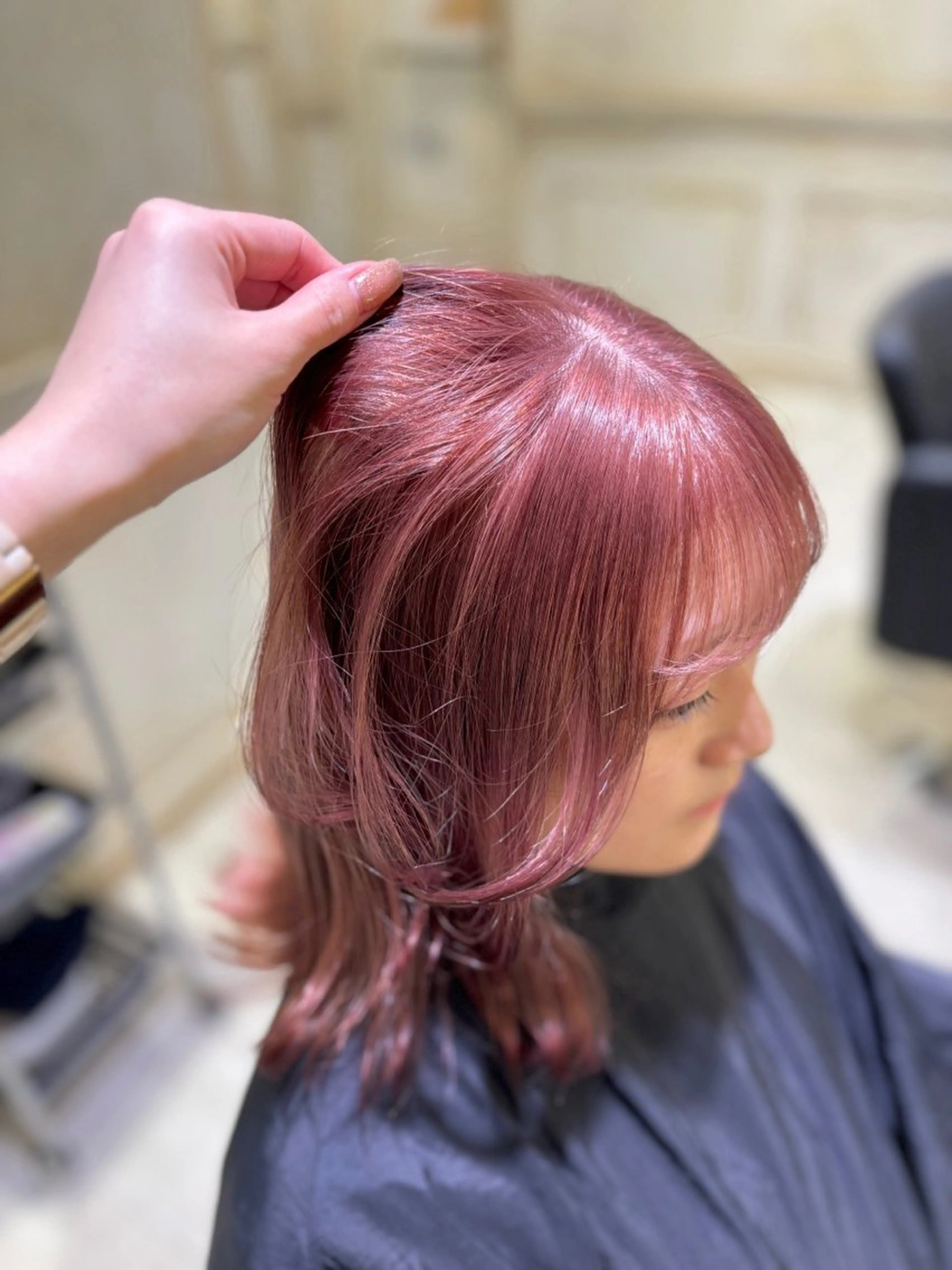 ミディアム カラー ブリーチ 🌷ピンク/韓国風 暖色カラー ゆい🌷のヘアスタイル