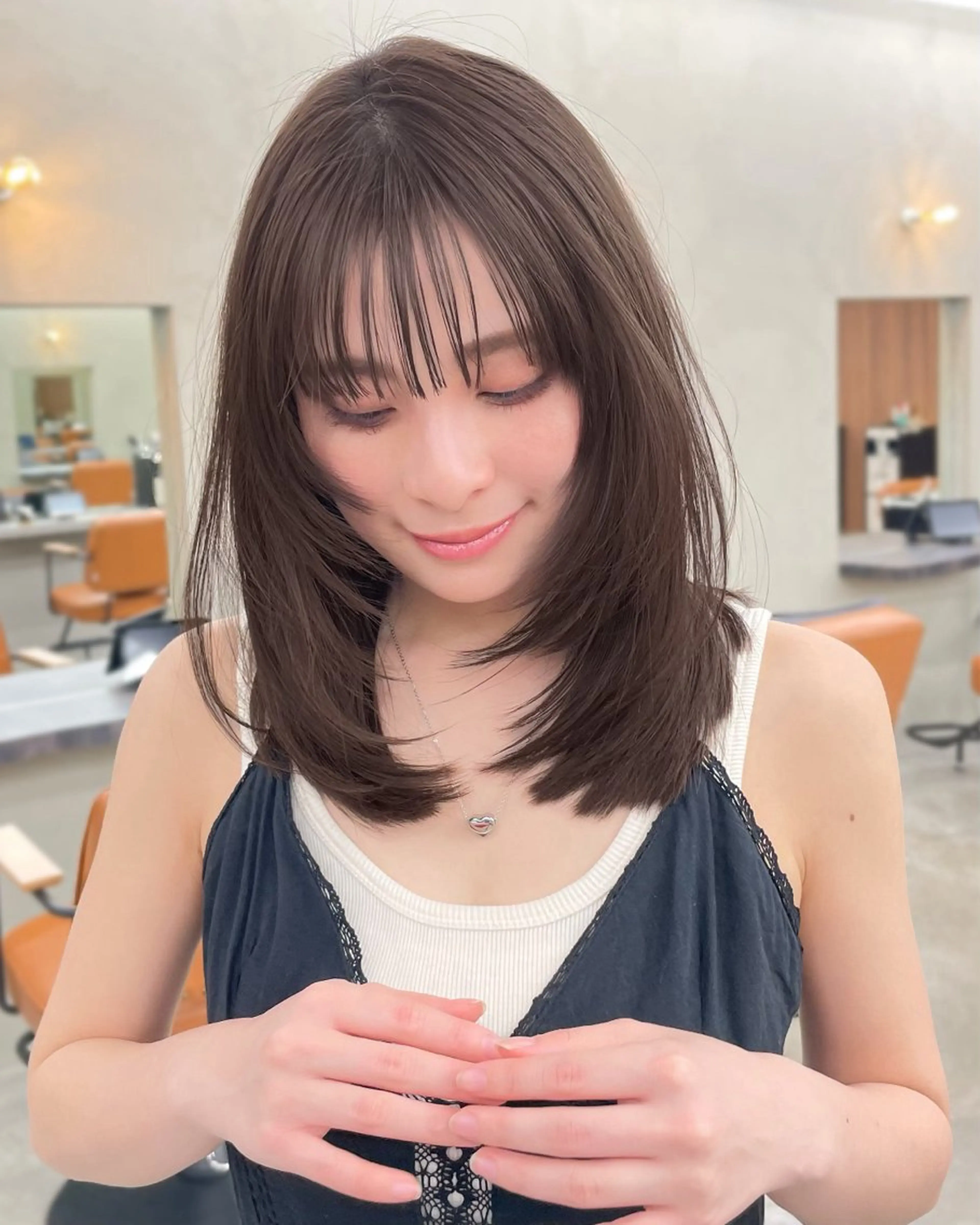 ミディアム カラー ヘアアレンジ 【柔らか透明感✨/ 似合せ前髪】大石葉月のヘアスタイル