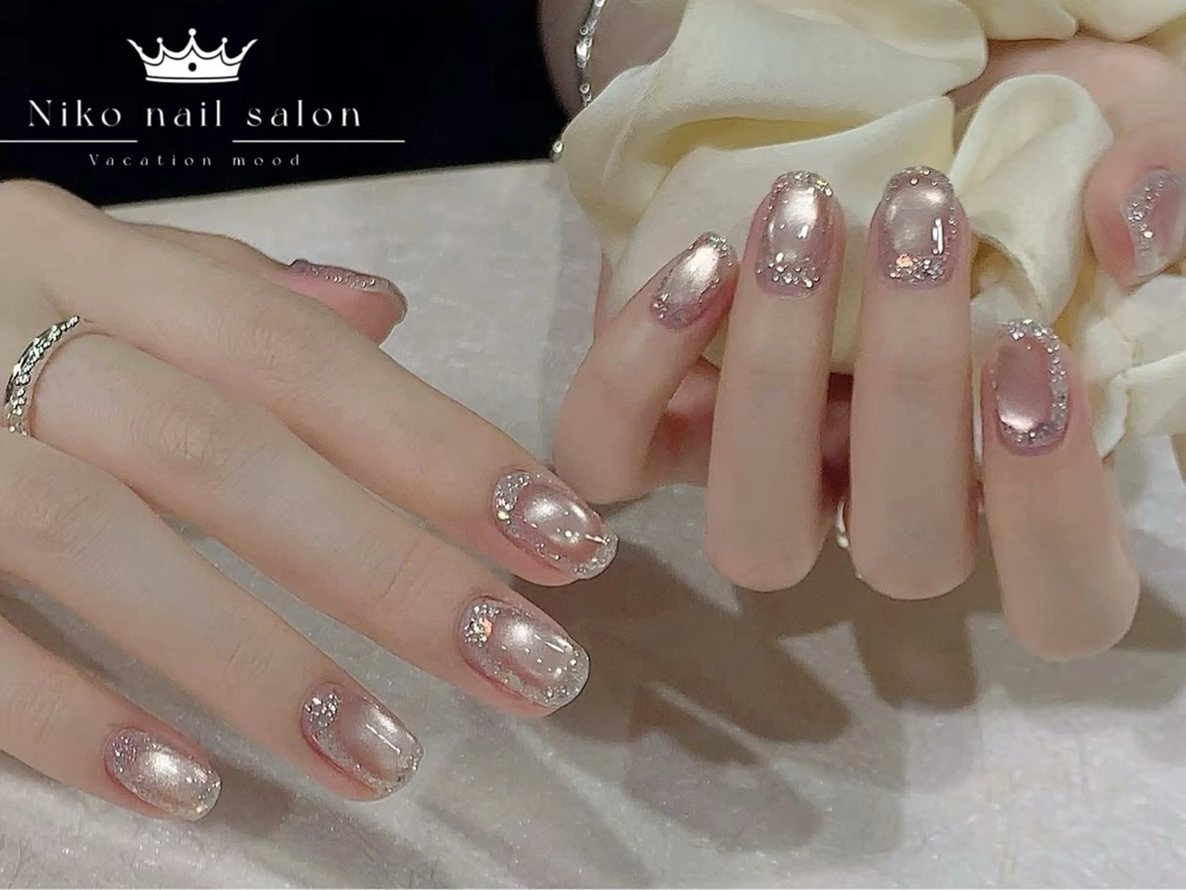 ネイル チークネイル フットネイル フレンチネイル ジェルネイル ガラスフレンチ ハンドネイル Niko リンのネイルデザイン