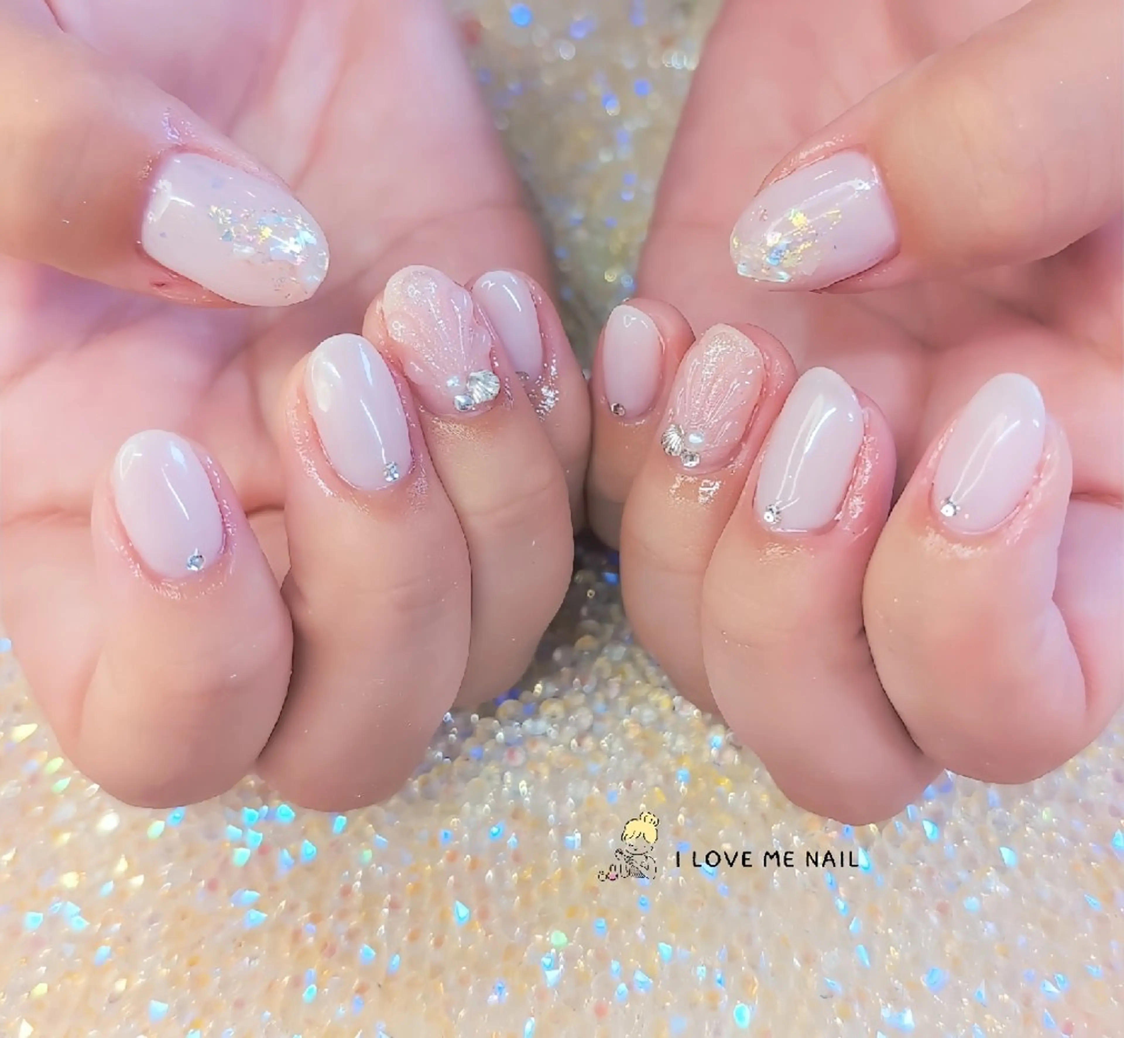 ネイル 長さ出し ハート 韓国ネイル マグネットネイル ニュアンスネイル ハンドネイル I LOVE ME NAIL.｡.:*♡のネイルデザイン