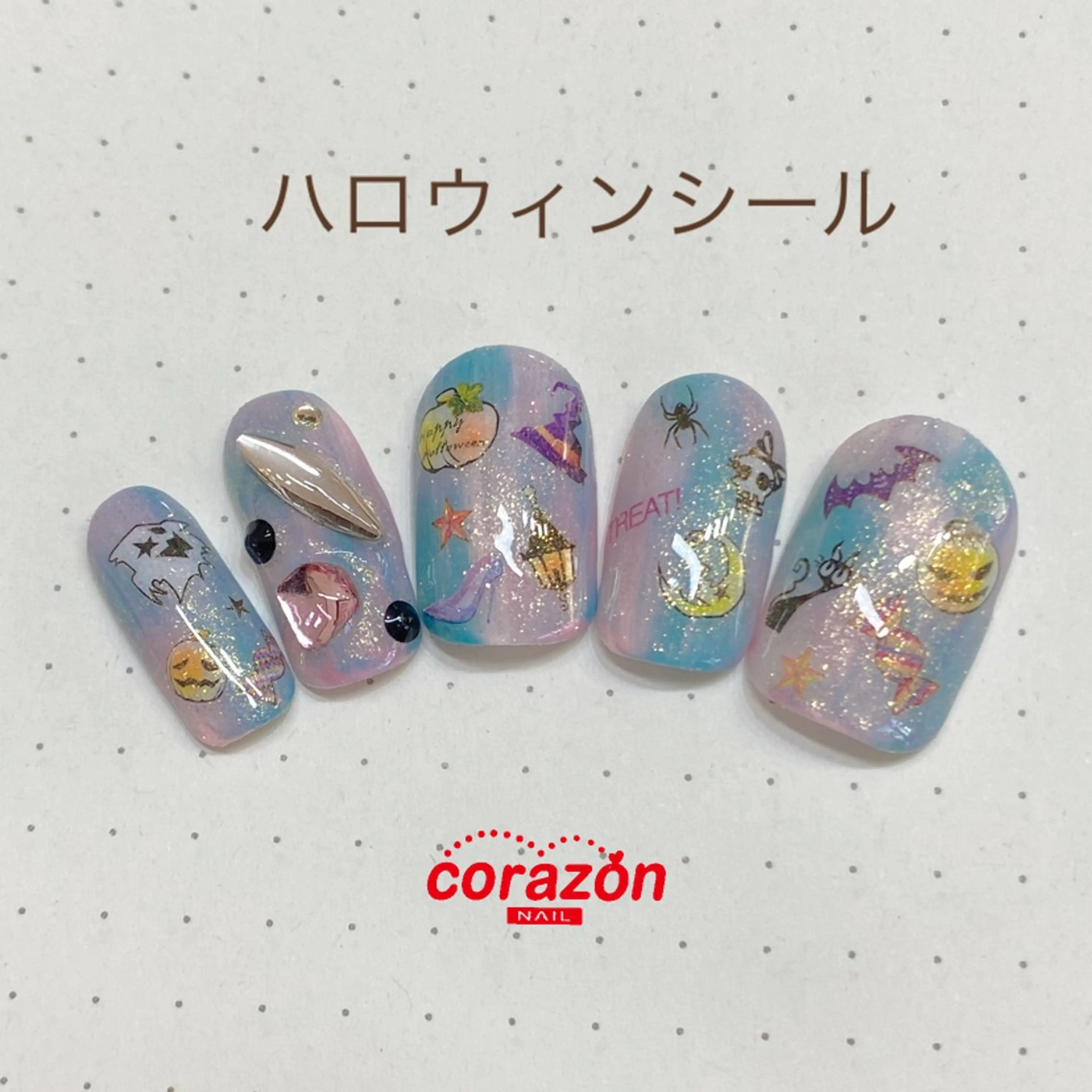 ネイル アートネイル ハロウィン ラメ(グリッター) ストーンネイル ネイリスト aicoのネイルデザイン