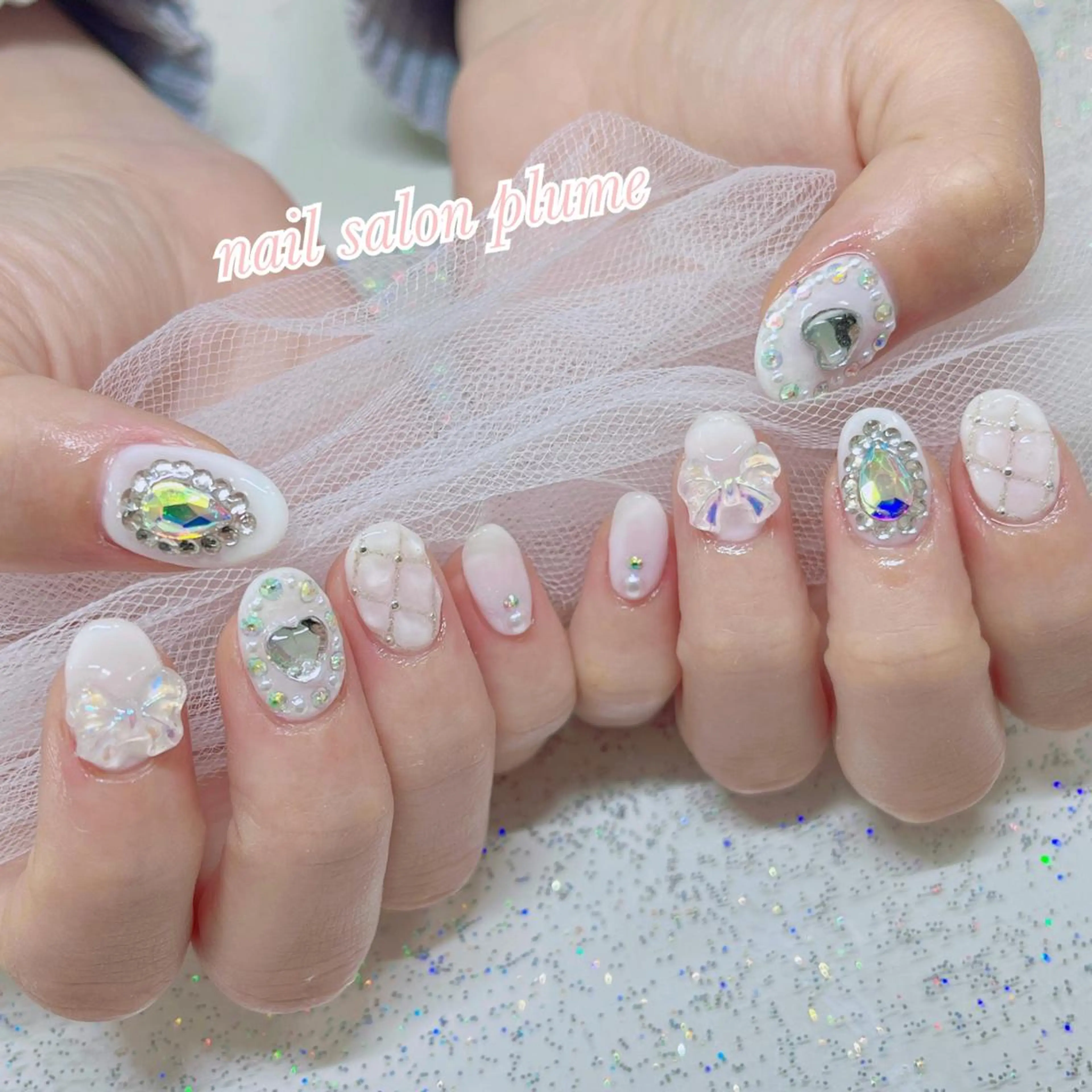 ネイル アートネイル オーロラネイル ハート キラキラネイル 韓国ネイル ハンドネイル plume nail ☆韓国ネイルのネイルデザイン